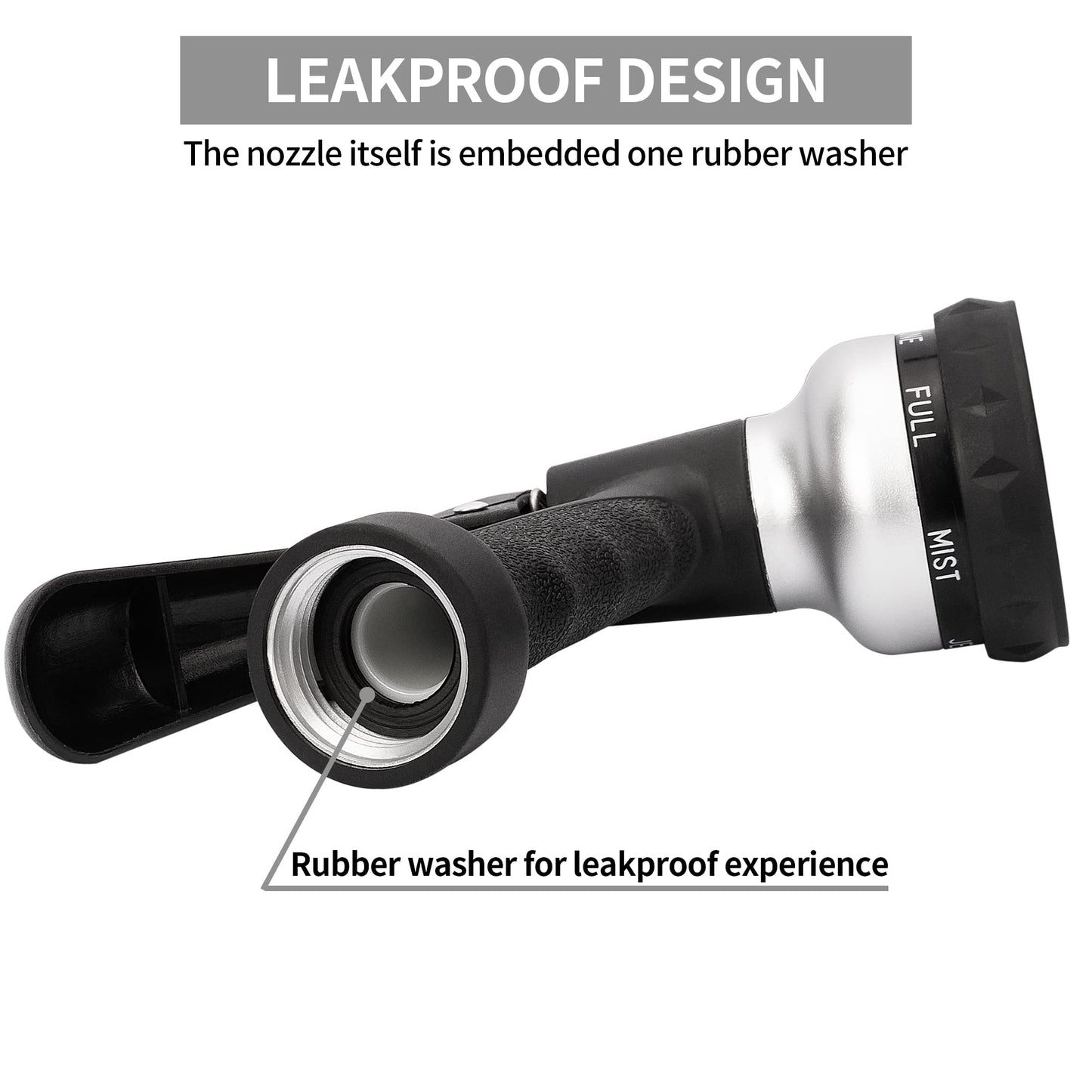 AUTOMAN-Garden-Hose-Nozzle, ABS Water Spray Nozzle with 7 Adjustable Watering Patterns, Slip Resistant for Watering Plants, Lawn& Garden, Washing Cars, Cleaning, Showering Pets & Outdoor Fun.