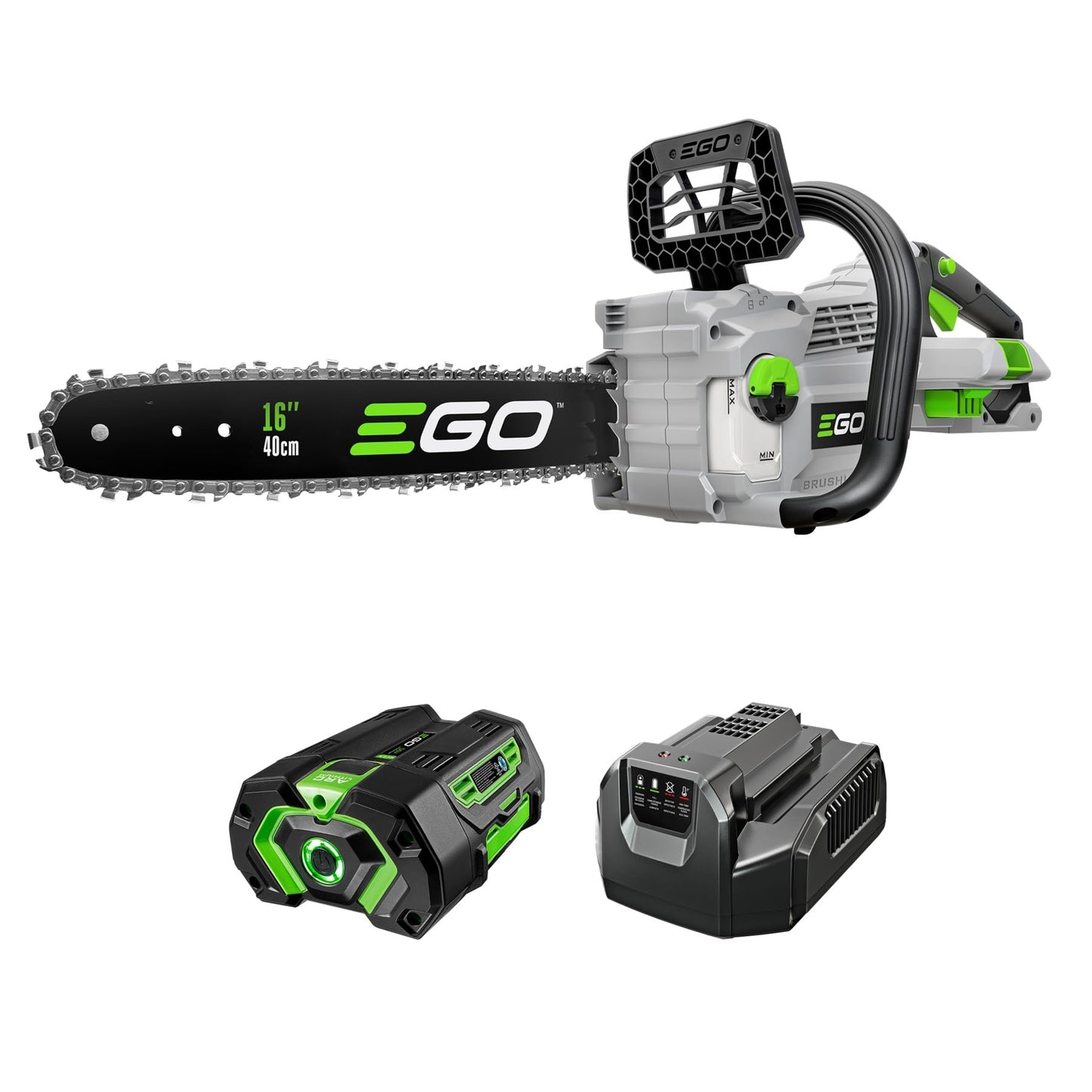 EGO POWER+ Chain Saw, 16” Battery Powered Chainsaw, Electric Cordless, Includes 56V 4.0Ah Battery and Charger – CS1613