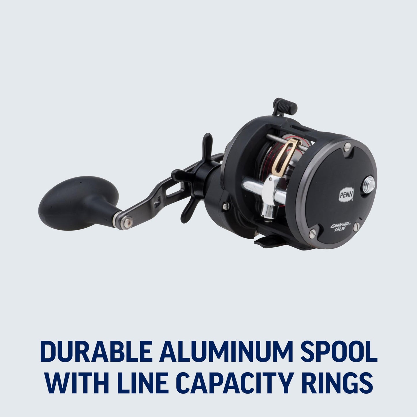 PENN Warfare Level Wind Conventional Nearshore/Lake Fishing Reel, HT-100 Star Drag, Max of 15lb | 6.8kg, Made with Corrosion-Resistant Graphite Frame