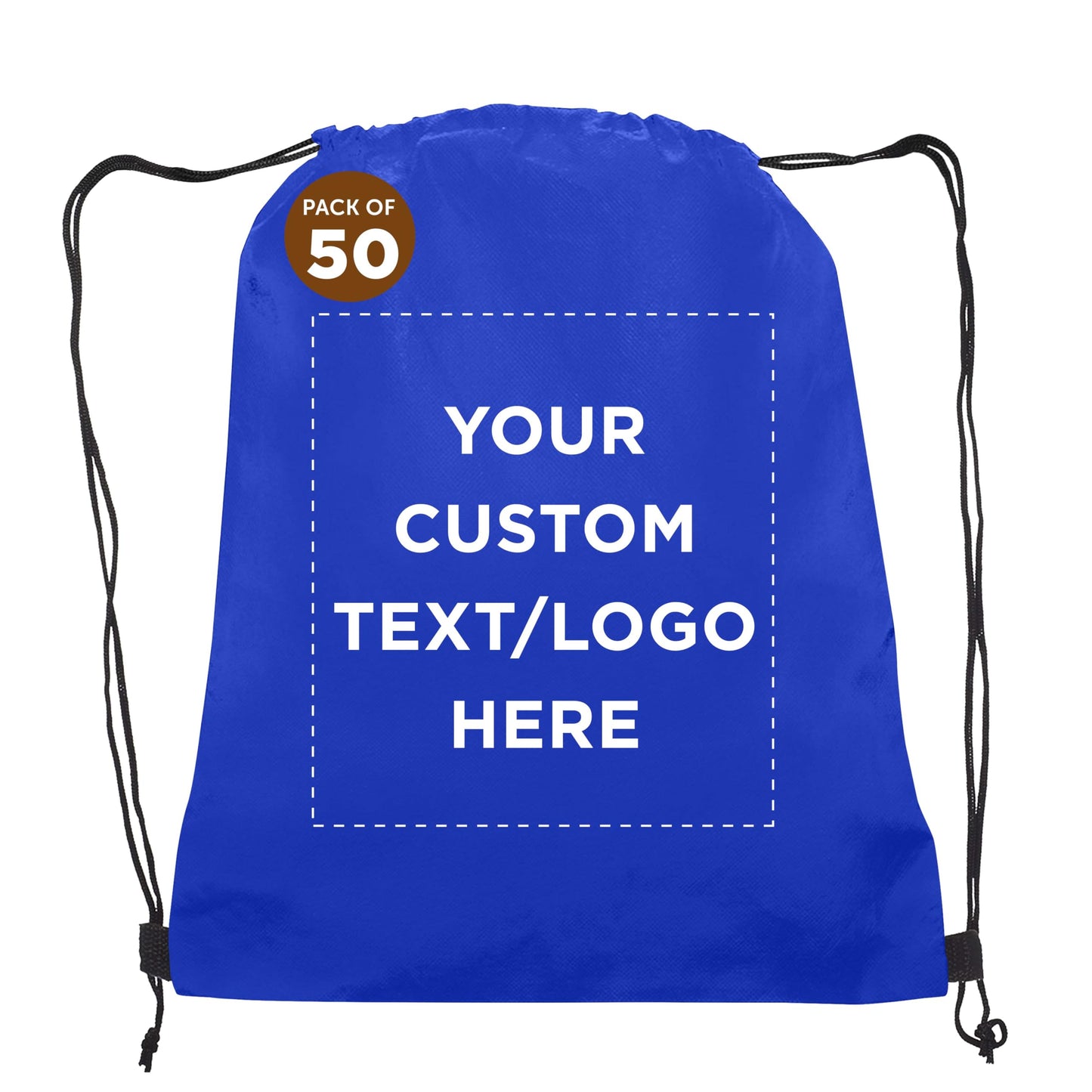 DISCOUNT PROMOS Custom Non-Woven Drawstring Backpacks Set of 10, Personalized Bulk Pack - Bring Everywhere You Go, Great for Travelling, Gym and for Everyday Use - Blue