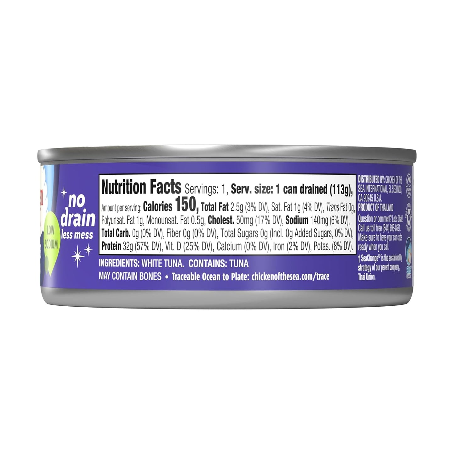Chicken of the Sea Chunk White Albacore Tuna in Water, Wild Caught Canned Tuna, 12 oz. Can (Pack of 12)