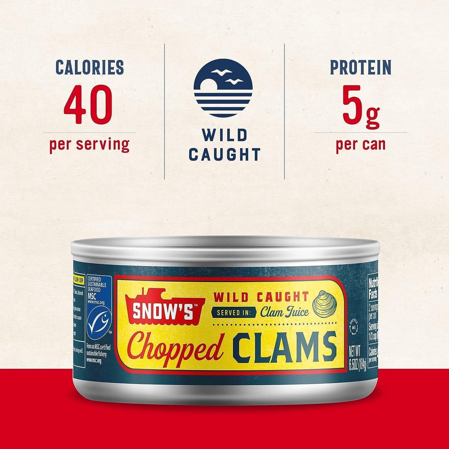Snow's Ocean Chopped Clams Canned, 51 oz Can - 7g Protein per Serving - Gluten Free, No MSG, 99% Fat Free - Great for Pasta & Seafood Recipes