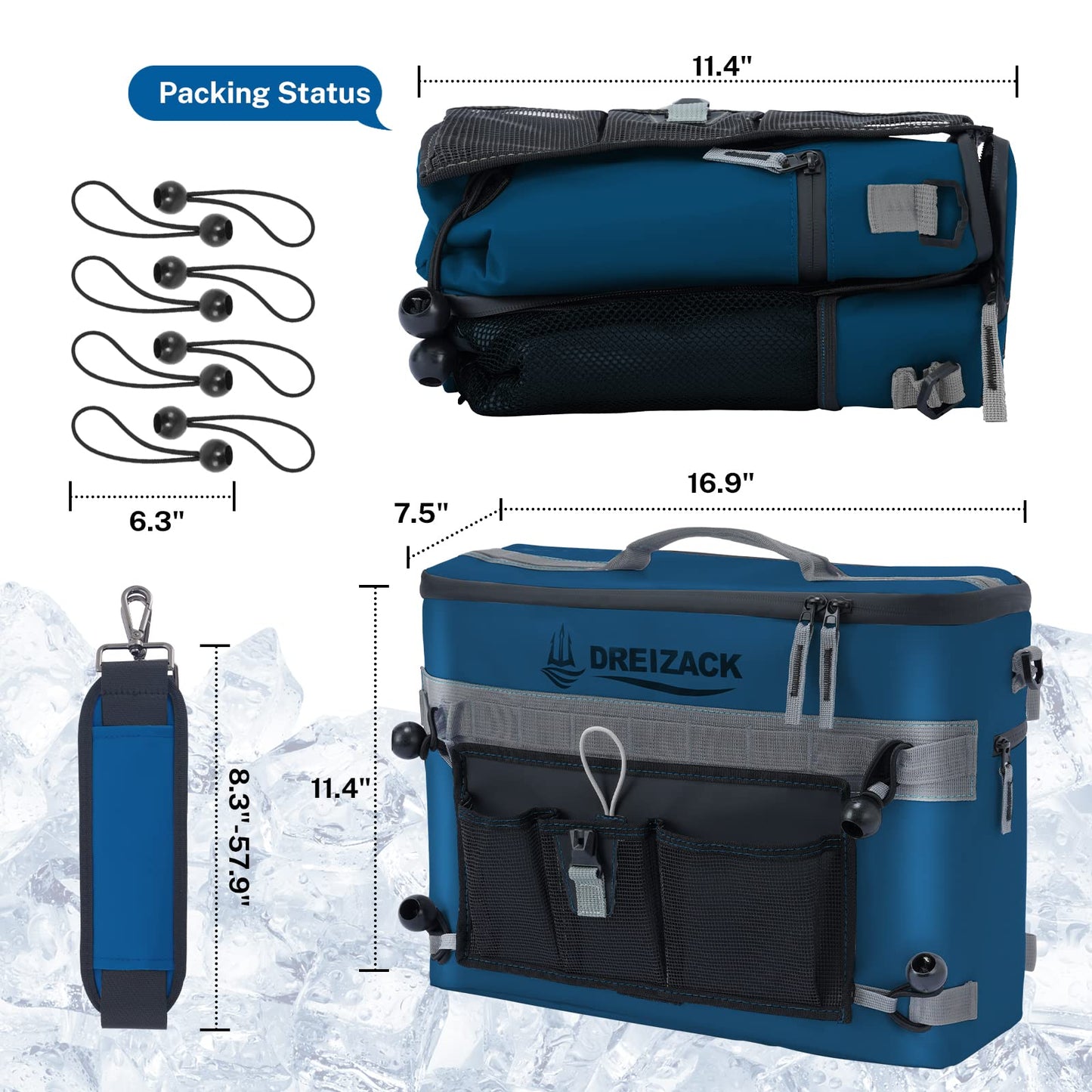 Dreizack Kayak Cooler Behind Seat, Waterproof Cooler for Kayaking,Paddle Board Cooler Compatible with Lawn-Chair Seat Kayak Accessories Cooler Bag Kayak Cooler Tow Behind for Camping Fishing