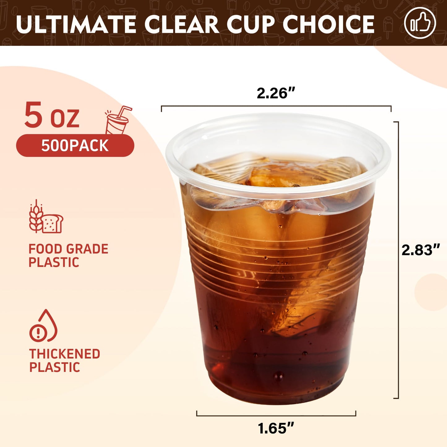 YEEHAW 9 oz Plastic Cups, 500 Pack - Clear Disposable Drinking Water Cups for Cold Beverages, Ideal for Party