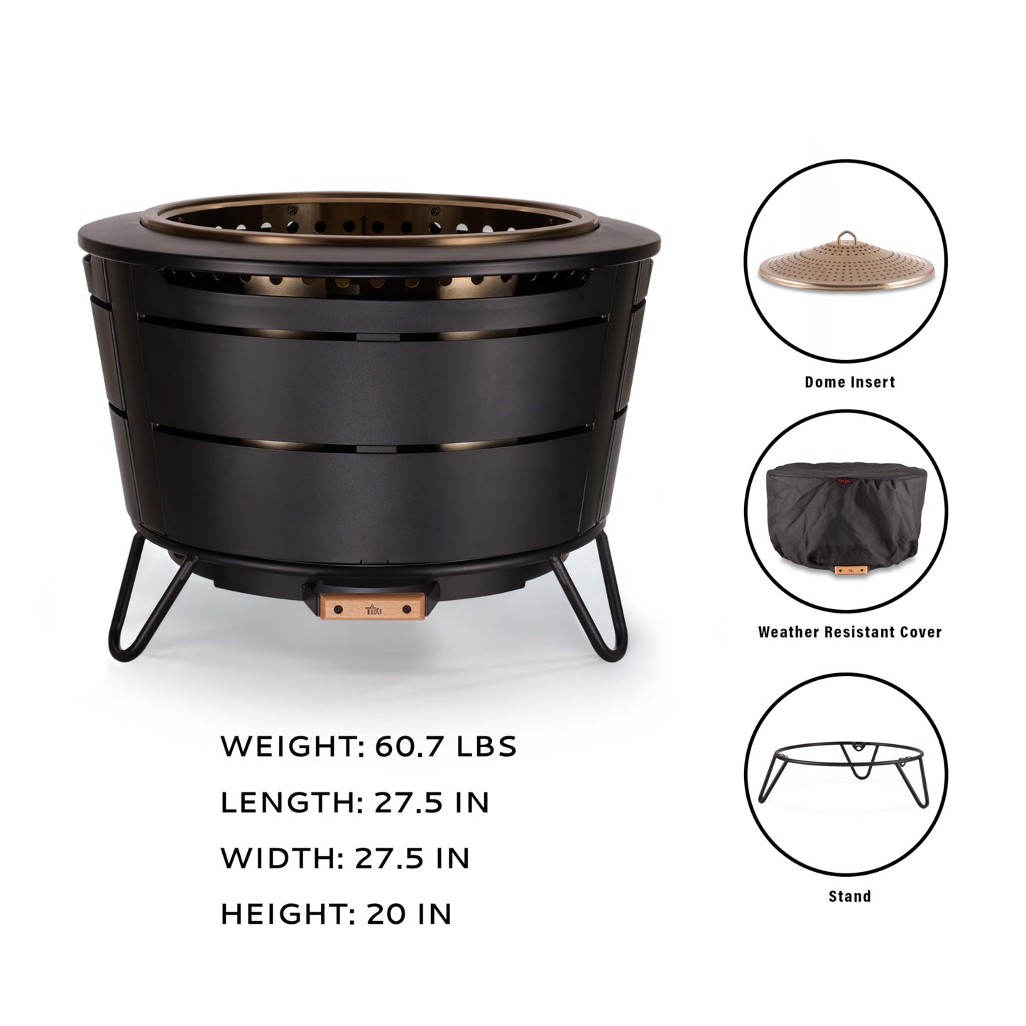 25-Inch Smokeless Patio Fire Pit, Wood Burning with Removable Ash Pan & Weather-Resistant Cover, Modern Black Design – Ideal Outdoor Smokeless Fire Pit for Backyard & Patio