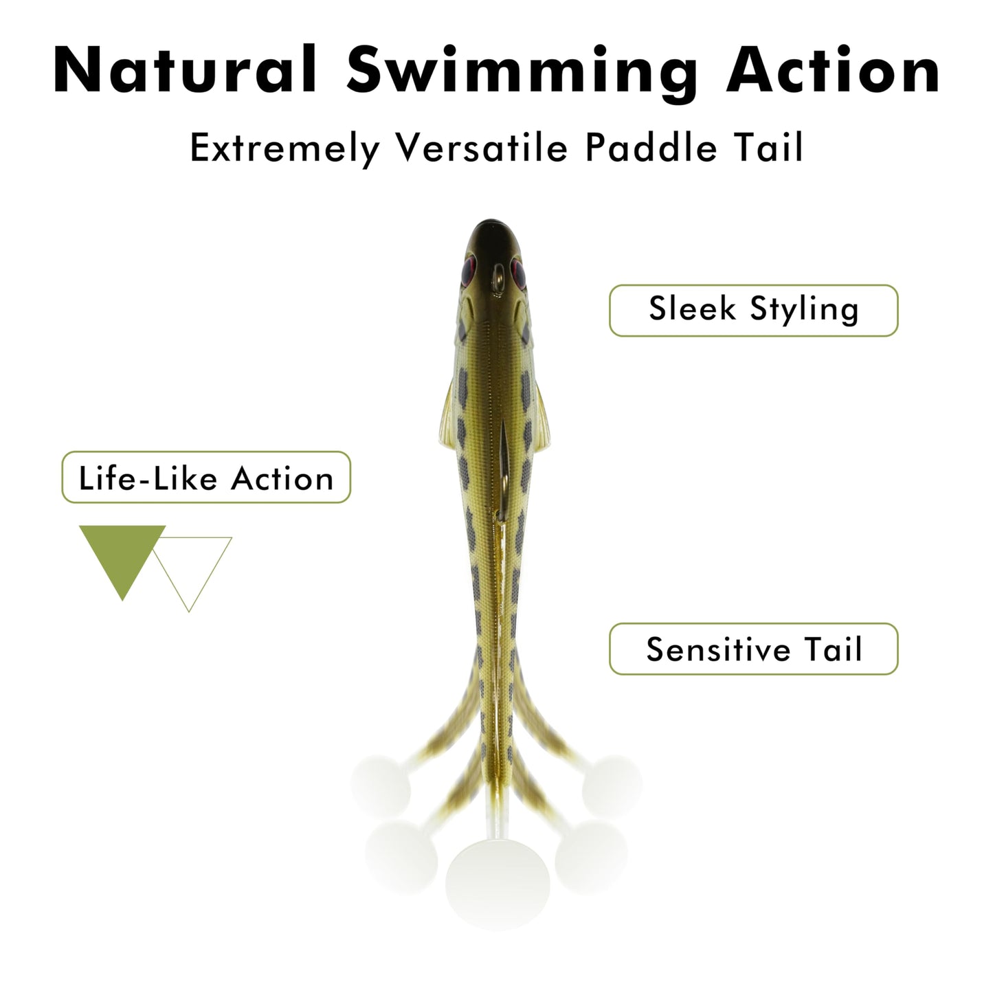 TRUSCEND Easy Catch Pre-Rigged Soft Lures, Vibrating Swim Action, Trembly Sinking Move, Amazing Soft Swimbait for Family Fishing, Well-Made Fishing Lures for Bass Trout Crappie Walleye Pike Redfish