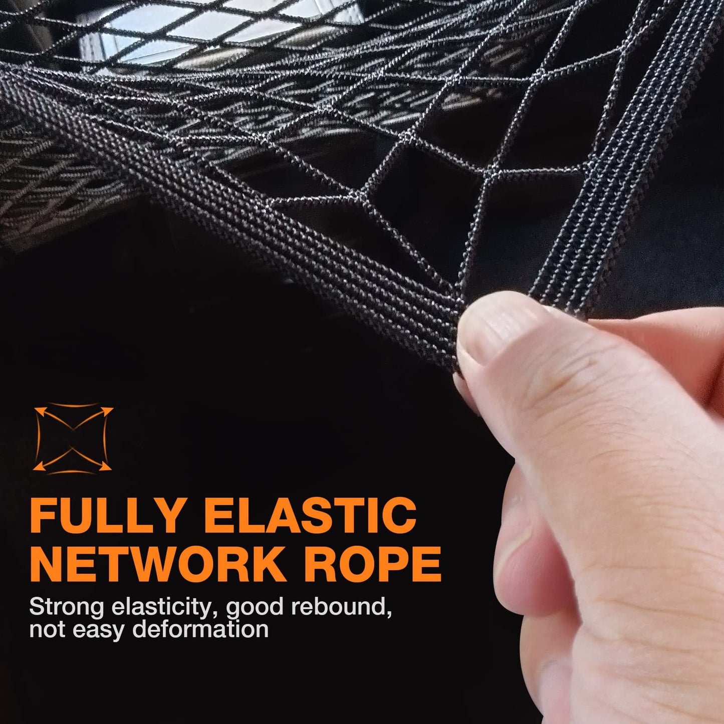 Upgrade Cargo Net for Motorcycle Helmet Storage, 10"X11" High-Elastic Double Layer Bungee Net with 4 Strong Hooks, Luggage Strap Rack Expansion Organizer Net Pocket for Motorbike Trike Cycle