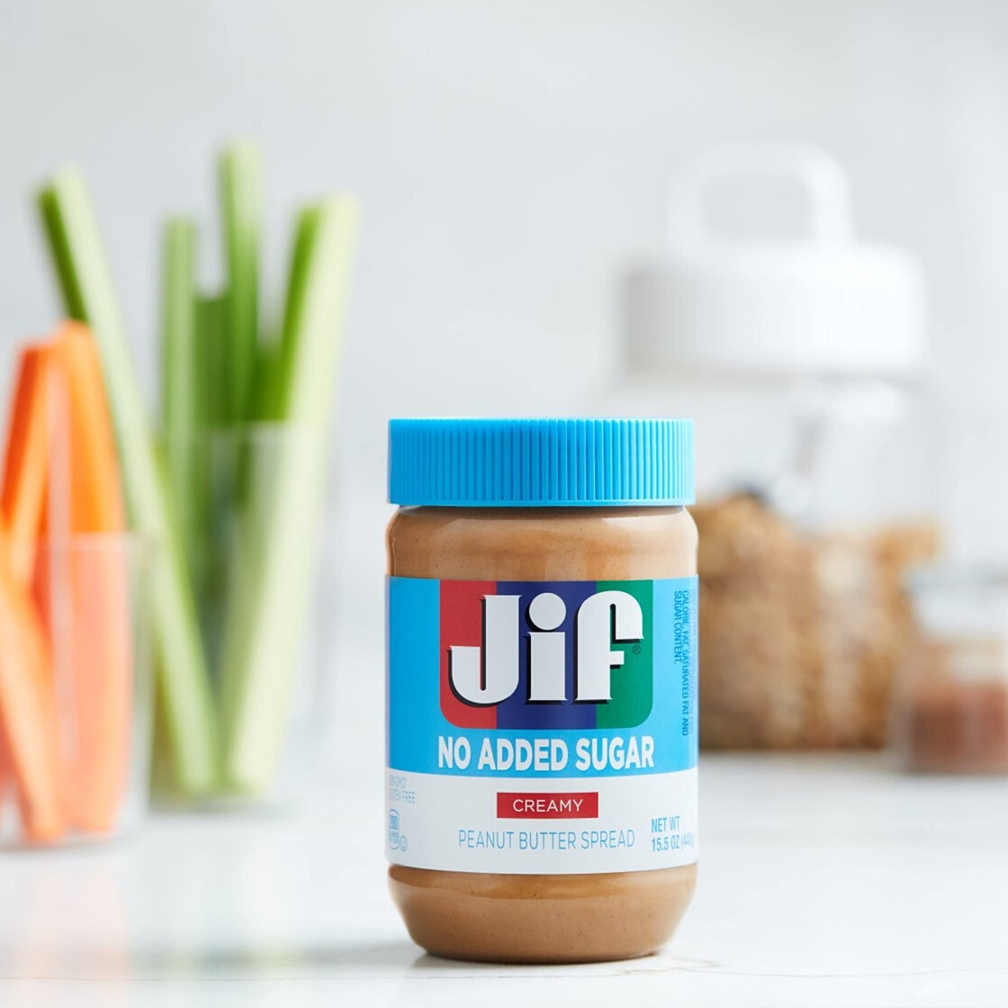 Jif No Added Sugar Creamy Peanut Butter Spread, 33.5 Ounces (Pack of 8), Smooth, Creamy Texture, No Stir Peanut Butter Spread