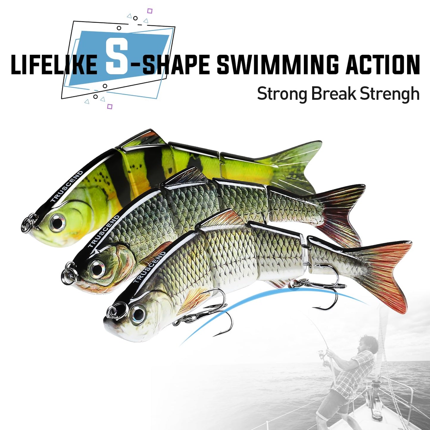 TRUSCEND Swimmax for Saltwater and Freshwater, Realistic Fishing Lures for Bass Trout Crappie Walleye Pike Bluegill Salmon, Swimbait for Bass Fishing, Amazing Fishing Gear Gifts for Family Fishing