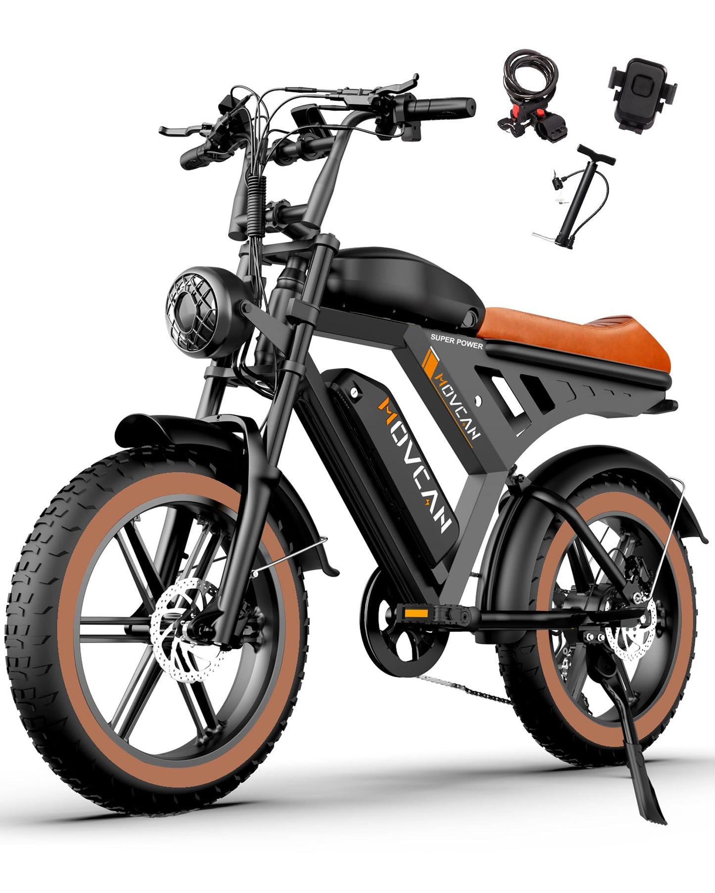 MOVCAN V30MAX/V30 Electric Bike for Adults 1500W/1000W Motor 20" Fat Tire Ebike, 32MPH/28MPH 120/70 Miles,48V 31.2/15.6 AH Dual Battery Hydraulic Disc Brake Electric Motorcycle Bike Full Suspension