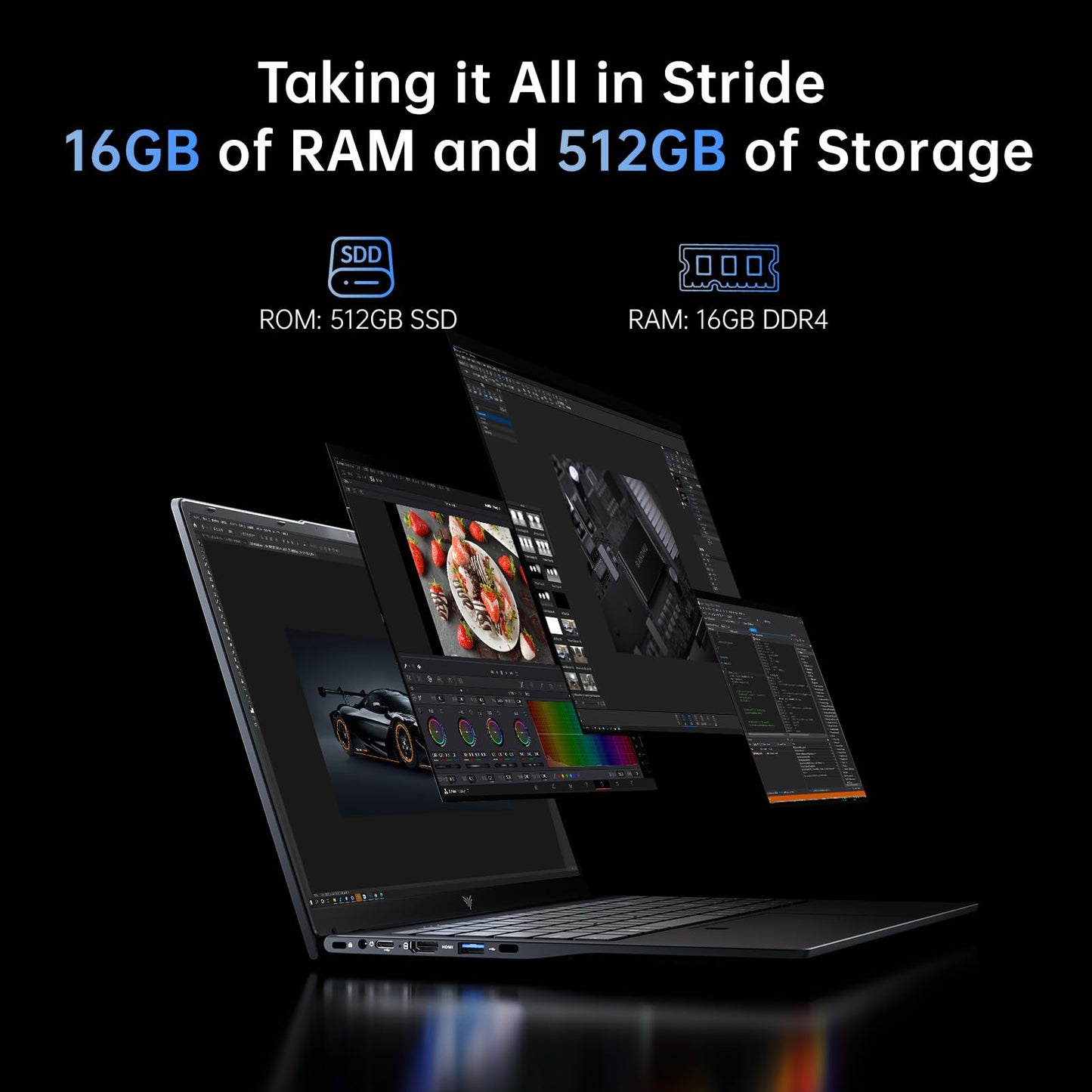 KAIGERR Laptop Computer 15.6-in Intel N97 Traditional Laptops 16GB DDR4 512GB SSD Notebook Computer Laptops Numeric Keypad WiFi 5 HDMI Type-C USB 3.2 Webcam 3.5mm Audio Office Laptops