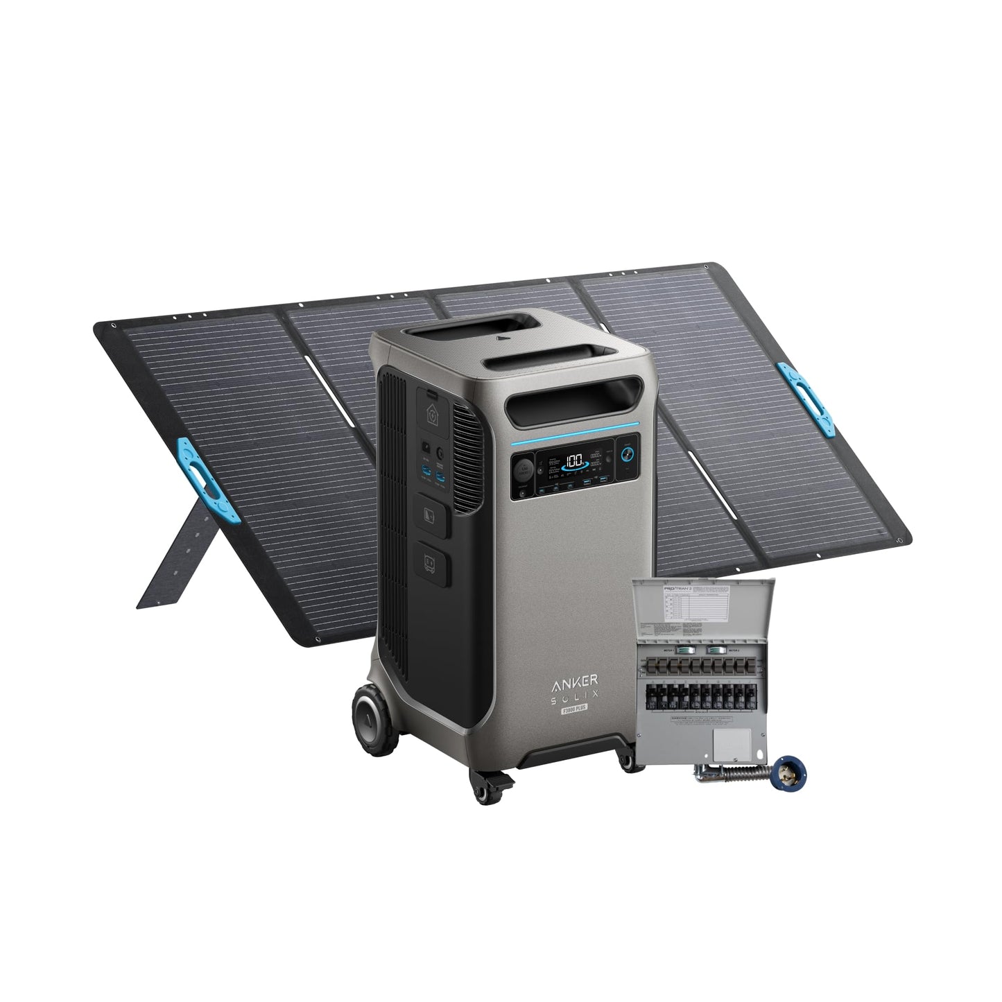 Anker SOLIX F3800 Plus Portable Power Station with 400W Solar Panel, 3,840Wh, 6,000W AC Output, 120V/240V, Generators for Home Use, Works with Generator, For Power Outages, RVs, and Emergencies