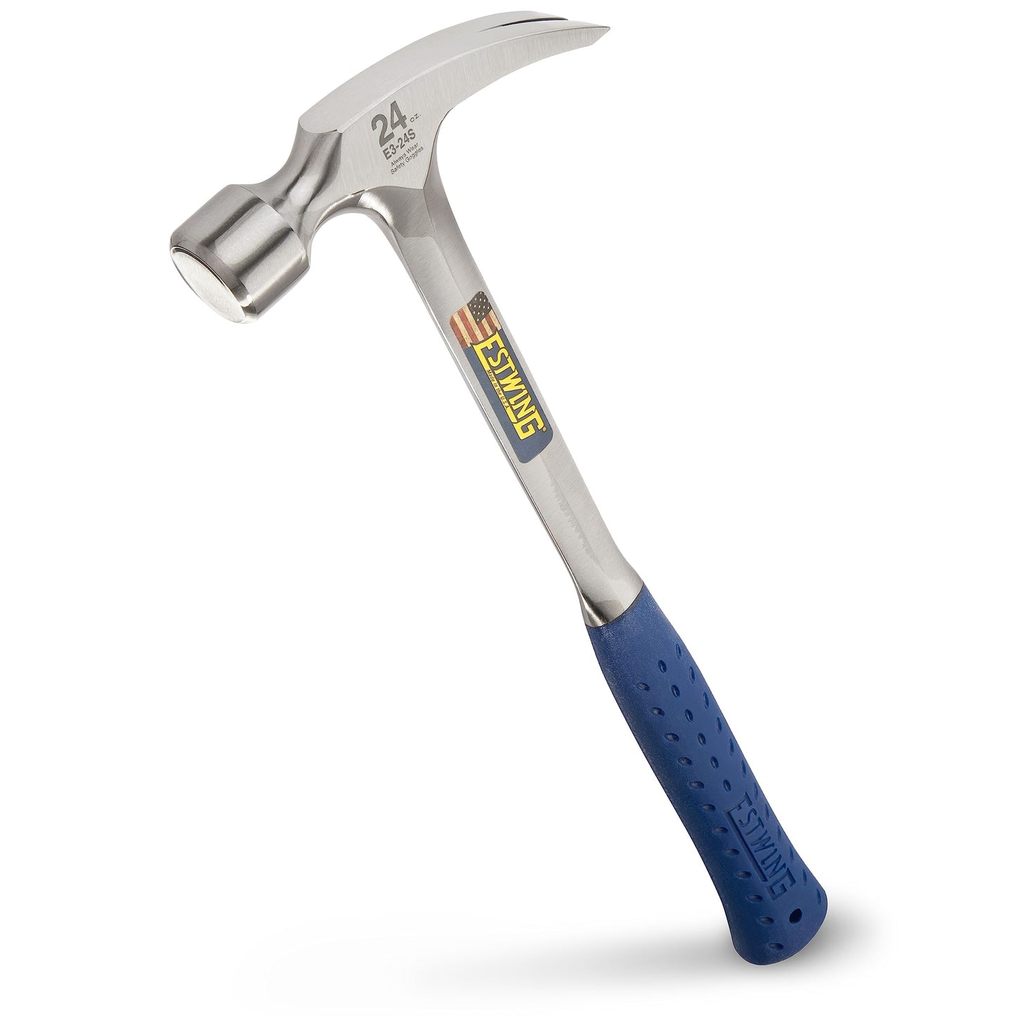 ESTWING Framing Hammer - 22 oz Long Handle Straight Rip Claw with Milled Face & Shock Reduction Grip - E3-22SM