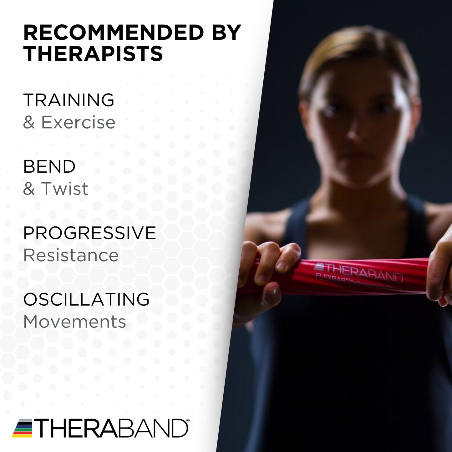 THERABAND FlexBar, Tennis Elbow Therapy Bar, Relieve Tendonitis Pain & Improve Grip Strength, Resistance Bar for Golfers Elbow & Tendinitis, Red, Light, Beginner