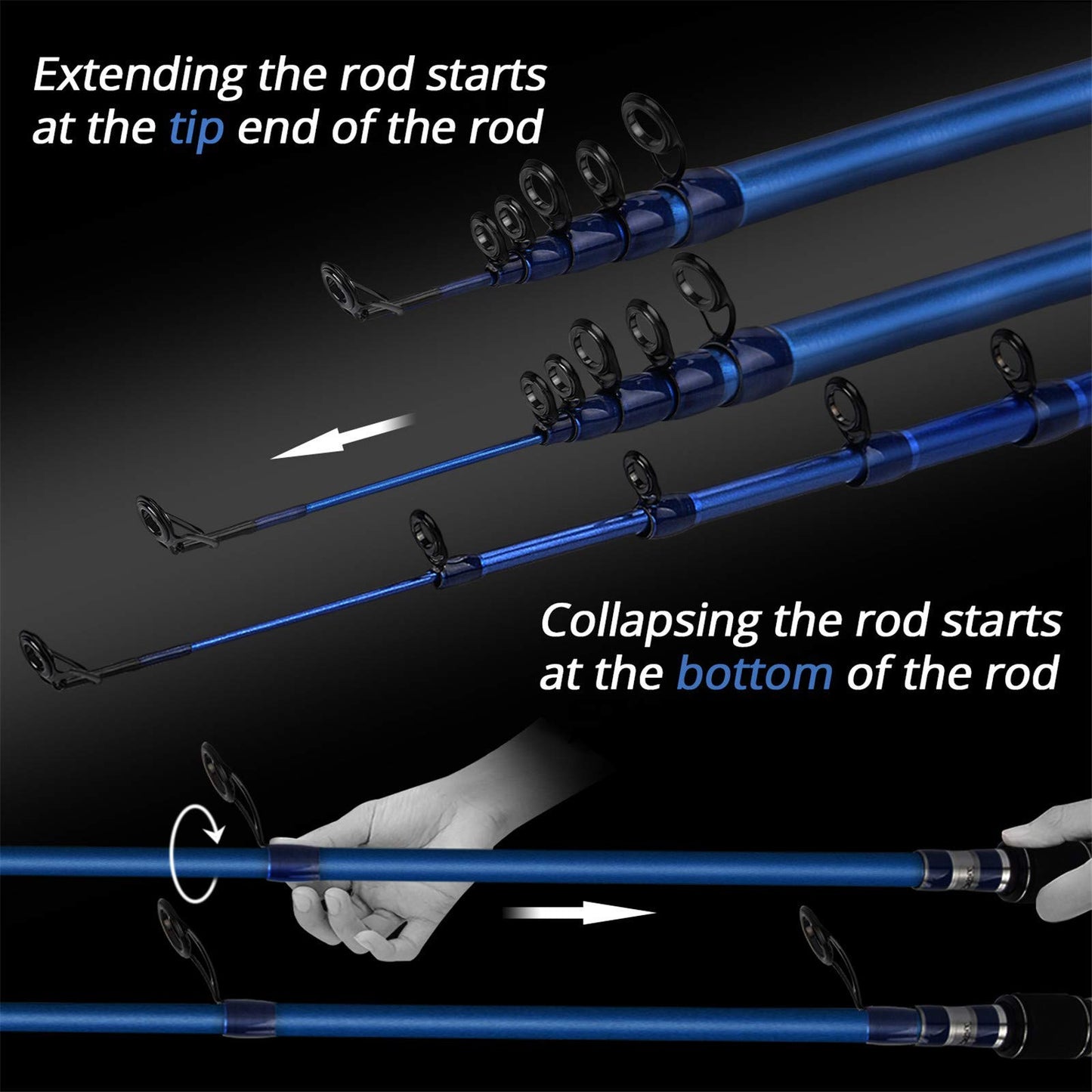 KastKing Compass Telescopic Fishing Combos, Spinning Rod, 6ft 6in - Medium - Moderate Fast and 4+1 BB Spinning Reel