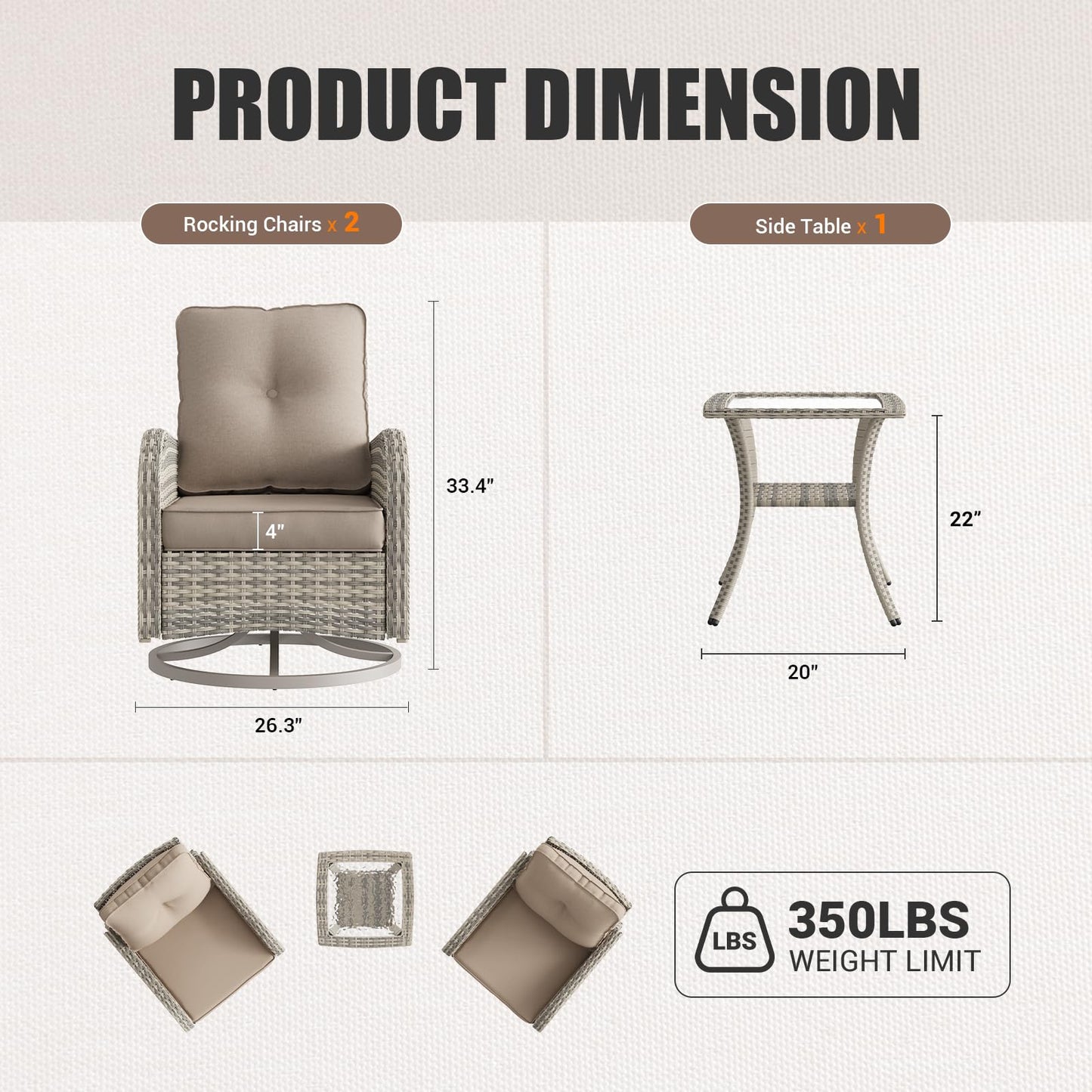 6-Piece Outdoor Patio Furniture Set Wicker Sectional Sofa Set, Patio Conversation Set with Thickened Cushions & Coffee Table for Garden, Backyard, Poolside, Beige