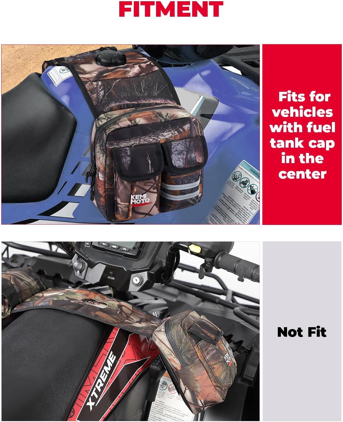 KEMIMOTO ATV Tank Bag Water-resistant Cooler All Terrain Vehicles Accessories Motorcycle Saddle Bag Compatible with Most ATVs and Snowmobiles Bicycles