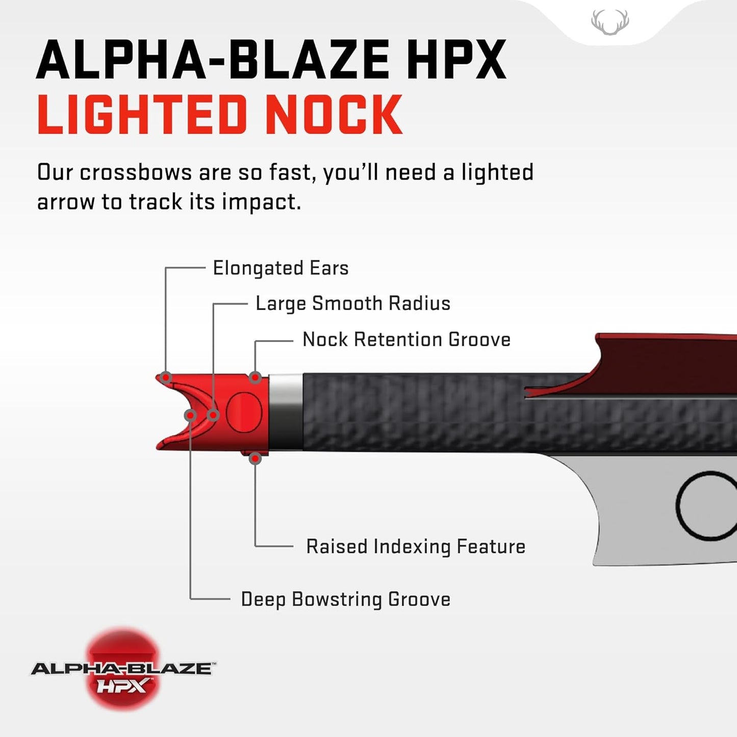 TenPoint CenterPunch HPX - Pack of Three - Lighted 20” Carbon Arrows with Red Alpha-Blaze HPX Nock - Essential for Flight Visibility