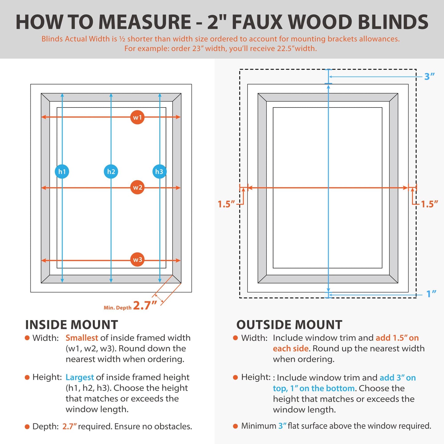 DEZ FURNISHINGS Cordless 2" Signature Faux Wood Blind, 46" W x 48" H, Embossed White