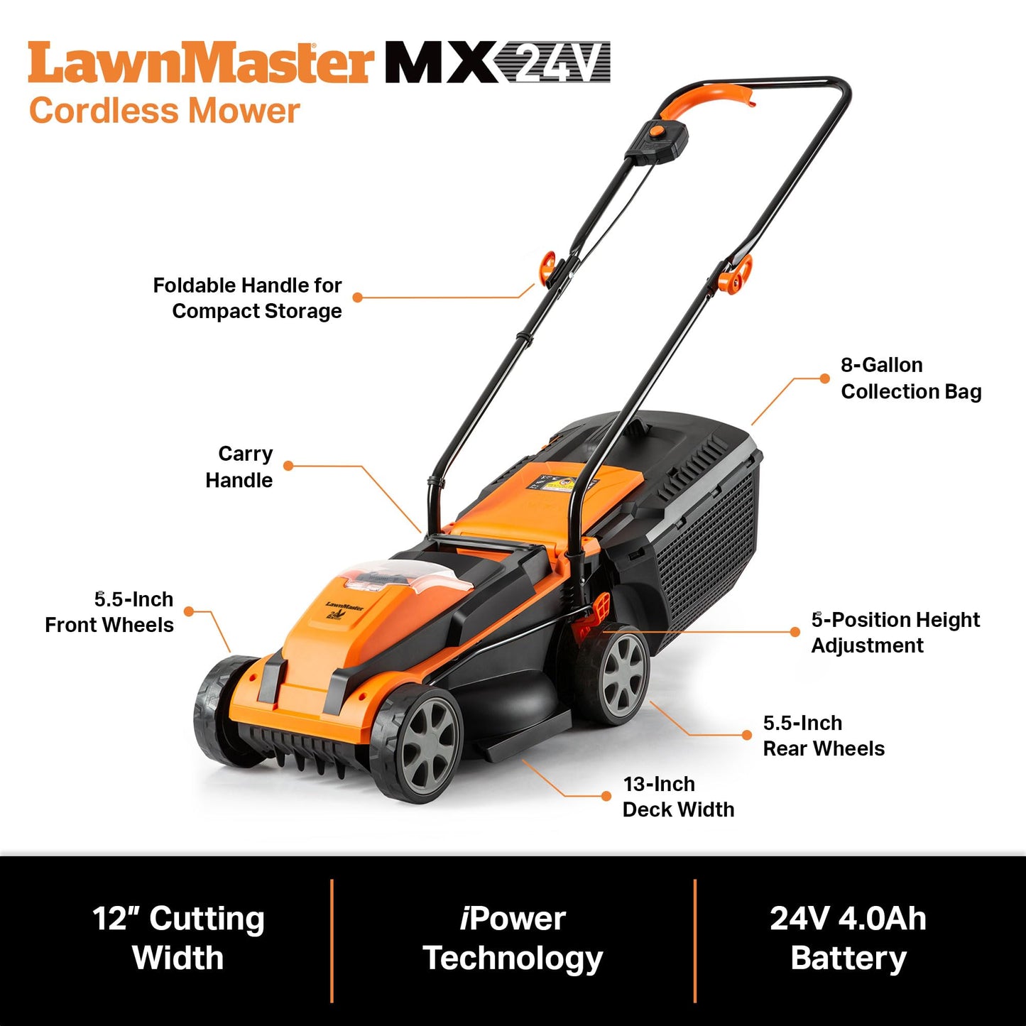 LawnMaster MEB1114K Electric Corded Lawn Mower 15-Inch 11AMP