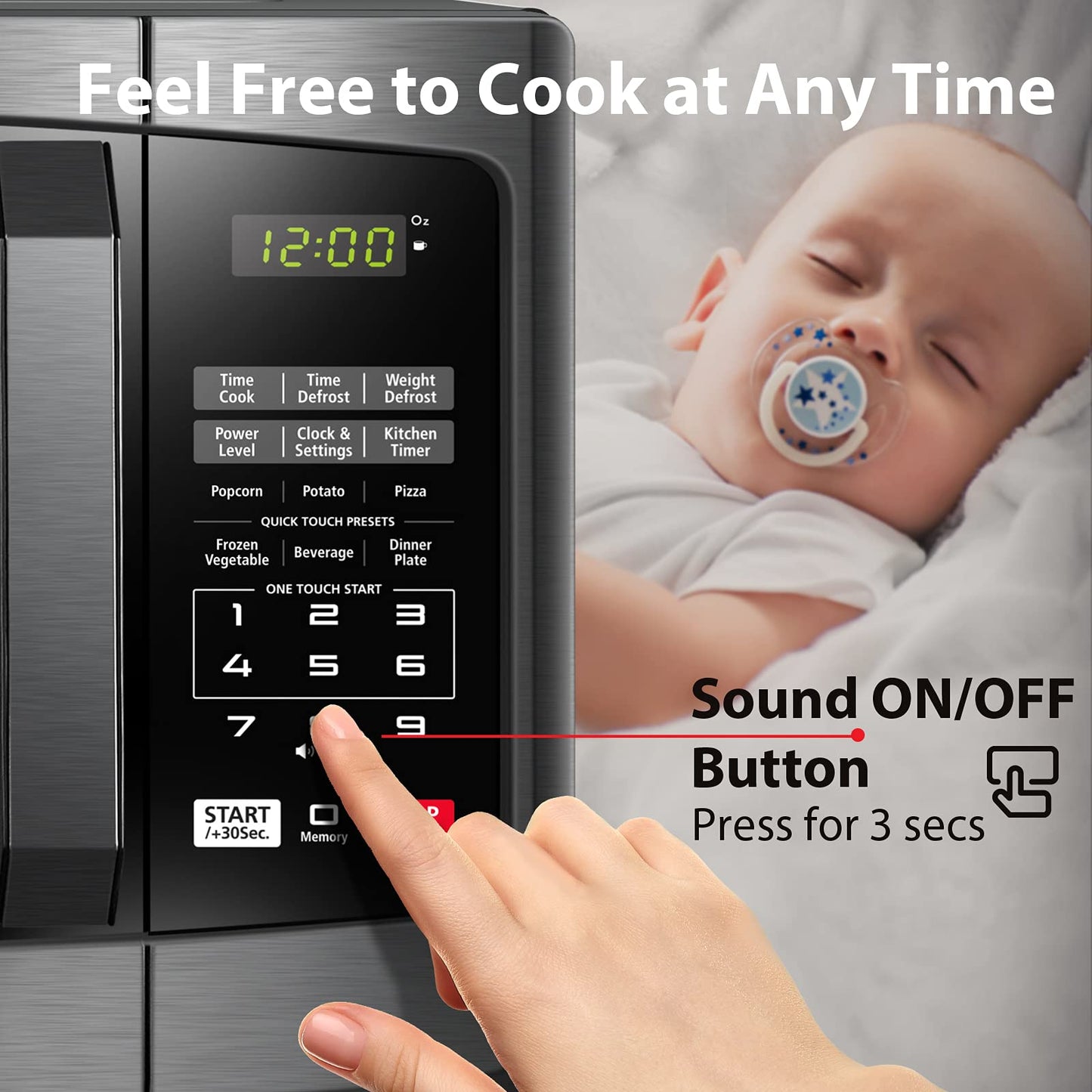TOSHIBA Small Microwave Oven with 11 Power Levels, Sound On/Off & Eco Mode, Cu Ft, 700W, Black, MM-EM07PA(BK), ChefDefrost-0.7 Cu.Ft