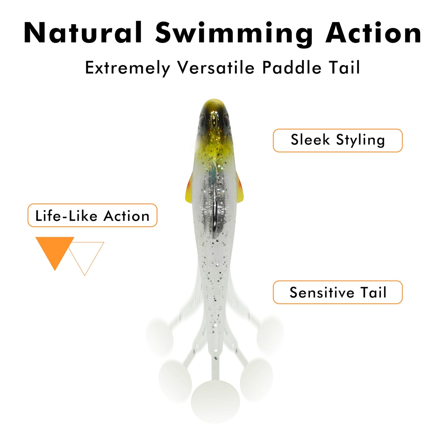 TRUSCEND Easy Catch Pre-Rigged Soft Lures, Vibrating Swim Action, Trembly Sinking Move, Amazing Soft Swimbait for Family Fishing, Well-Made Fishing Lures for Bass Trout Crappie Walleye Pike Redfish
