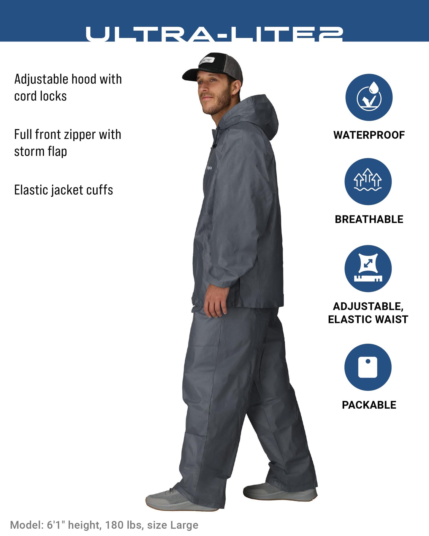 FROGG TOGGS Men's Ultra-Lite2 2-Layer Waterproof Breathable Rain Suit