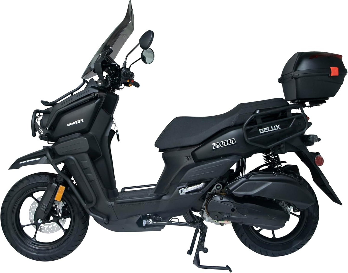 HHH Tank Supreme 200cc Scooter Motorcycle with Windshield Big Wheels EFI Scooter Vitacci Tank 200 Moped Fully Automatic Bike with Matching Rear Trunk