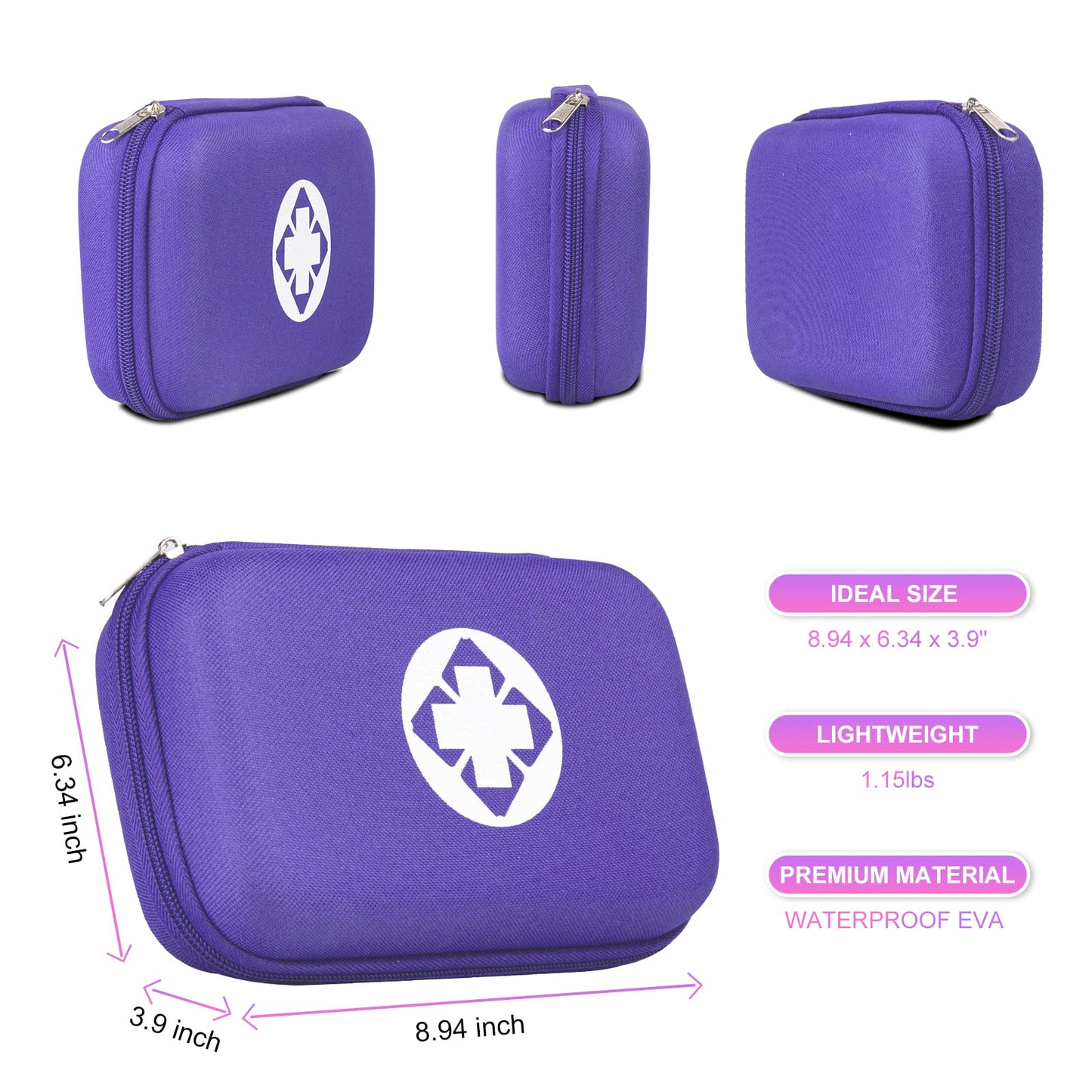 276PCS First Aid Kit Home Car Camping Hiking Emergency Supplies Small Compact Lovely Bag for School Outdoor, Basic Outdoor Essentials Survival Kit for Travel AMORNING