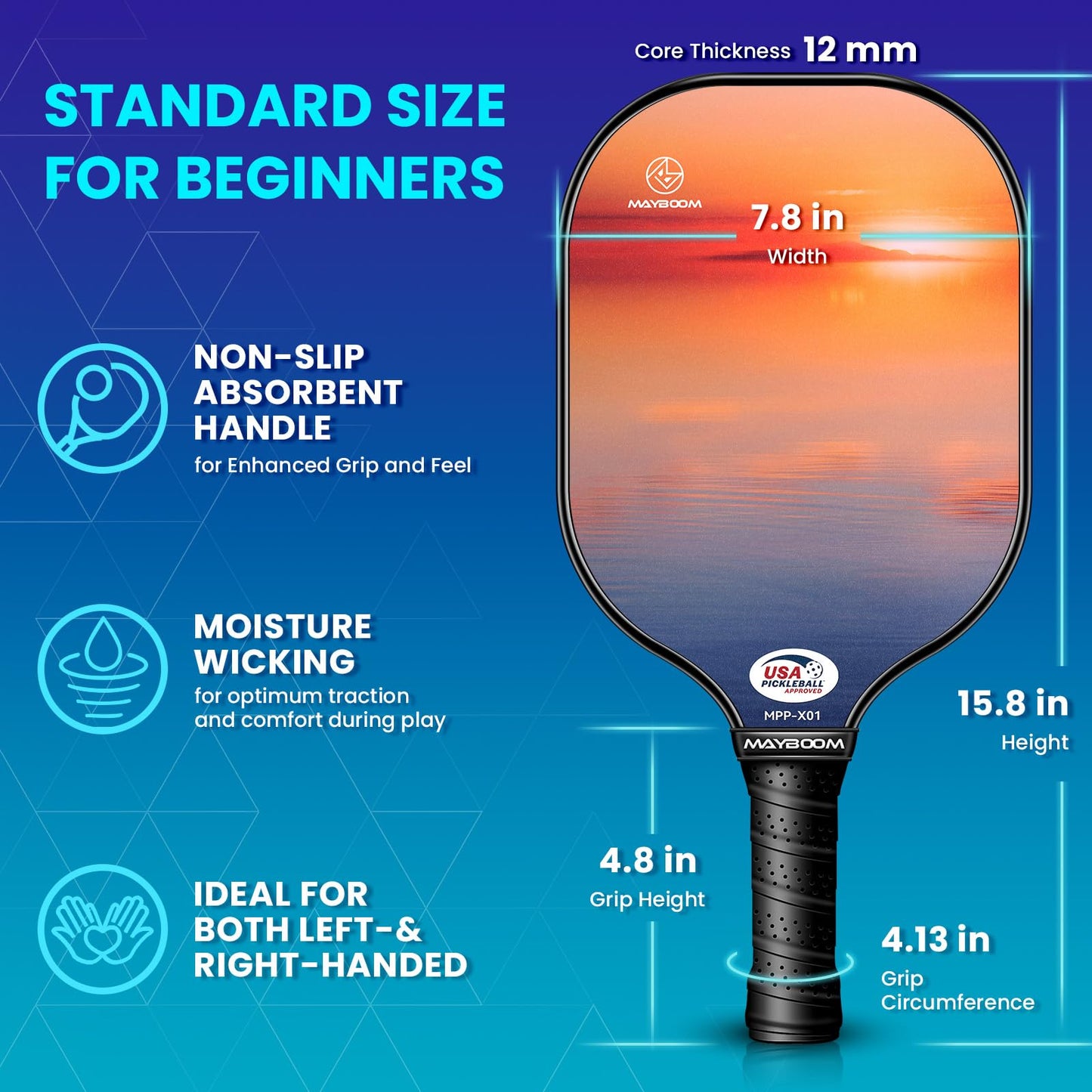 Pickleball Paddles Set of 2 or 4, USAPA Approved Pickleball Set with 4 Pickleball Balls and Pickleball Bag, Fiberglass Pickle Ball Rackets 2 Pack for Beginner(Meteor)