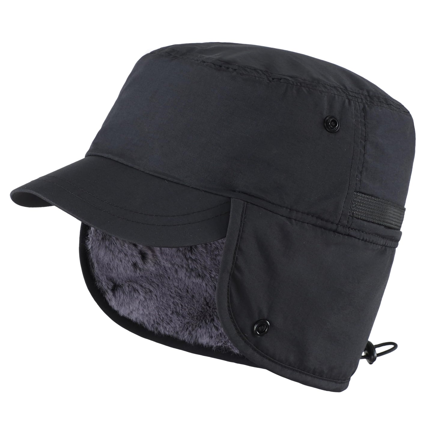 Connectyle Men's Winter Hat with Visor Warm Earflaps Hat Fully Lined Faux Fur Baseball Cap Trapper Hunting Hats