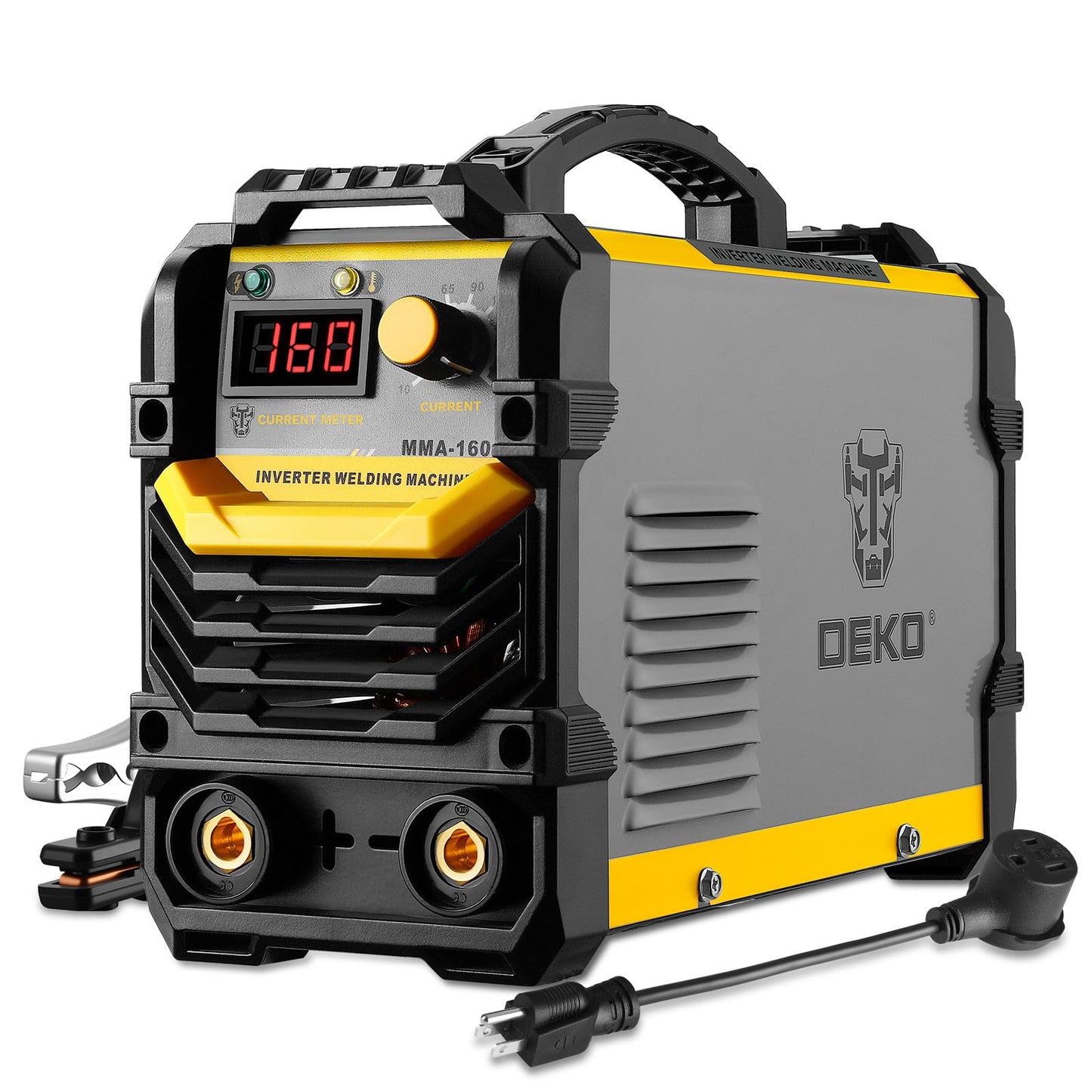 DEKOPRO 110/220V MMA Welder,160A ARC Welder Machine IGBT Digital Display LCD Hot Start Welder with Electrode Holder,Work Clamp, Input Power Adapter Cable and Brush