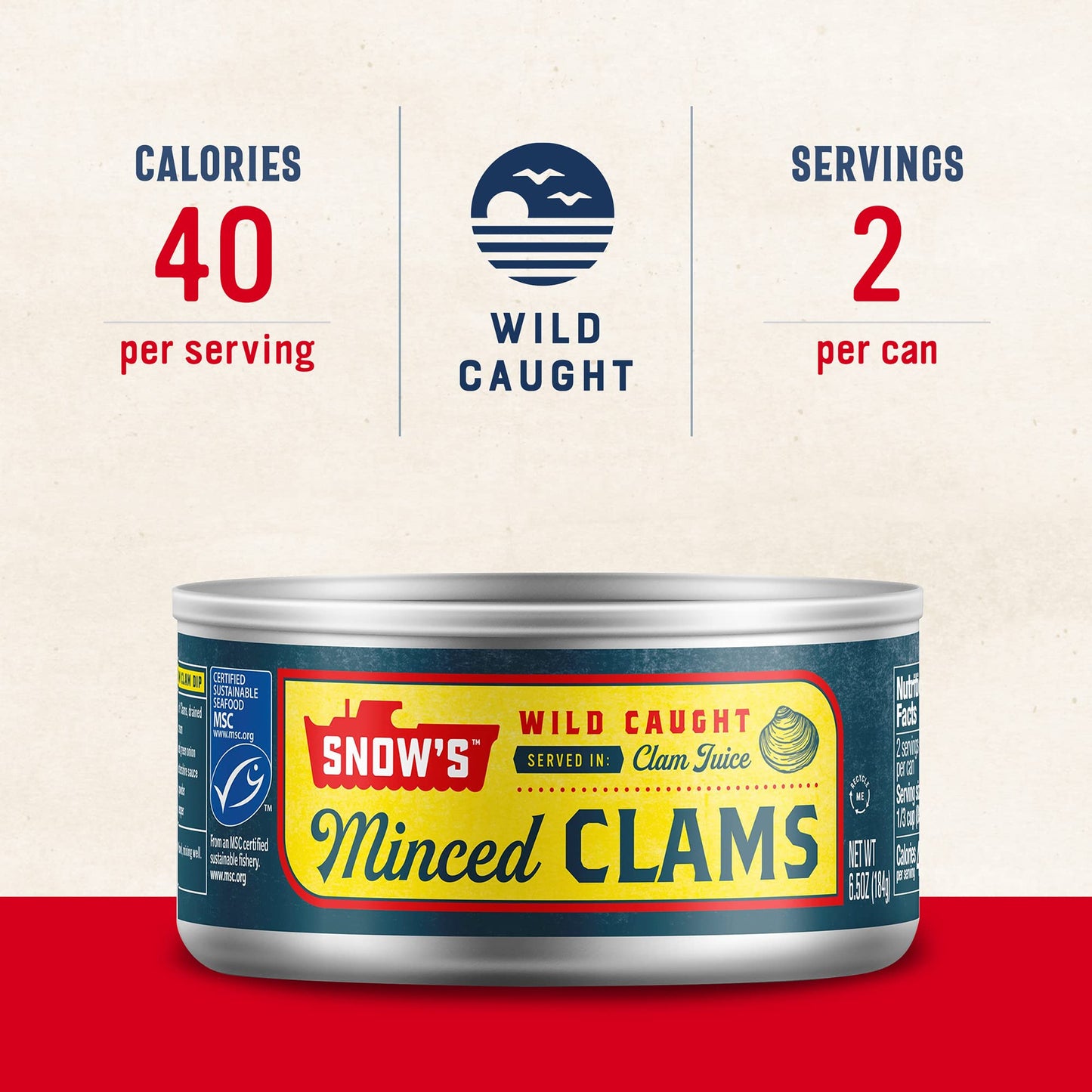 Snow's Ocean Chopped Clams Canned, 51 oz Can - 7g Protein per Serving - Gluten Free, No MSG, 99% Fat Free - Great for Pasta & Seafood Recipes