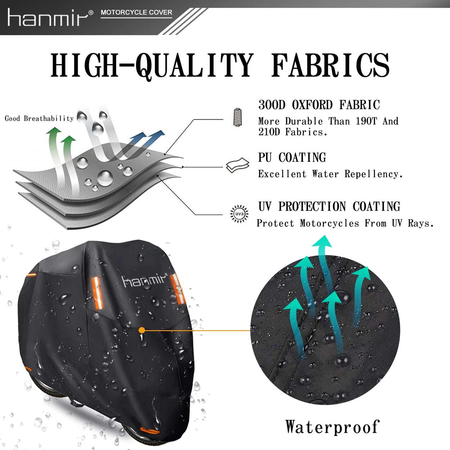 Motorcycle Cover,Motorbike Cover All Season Universal Weather Waterproof Sun Outdoor Protection with Lock-Holes & Storage Bag,XXL Motorcycles Vehicle Cover