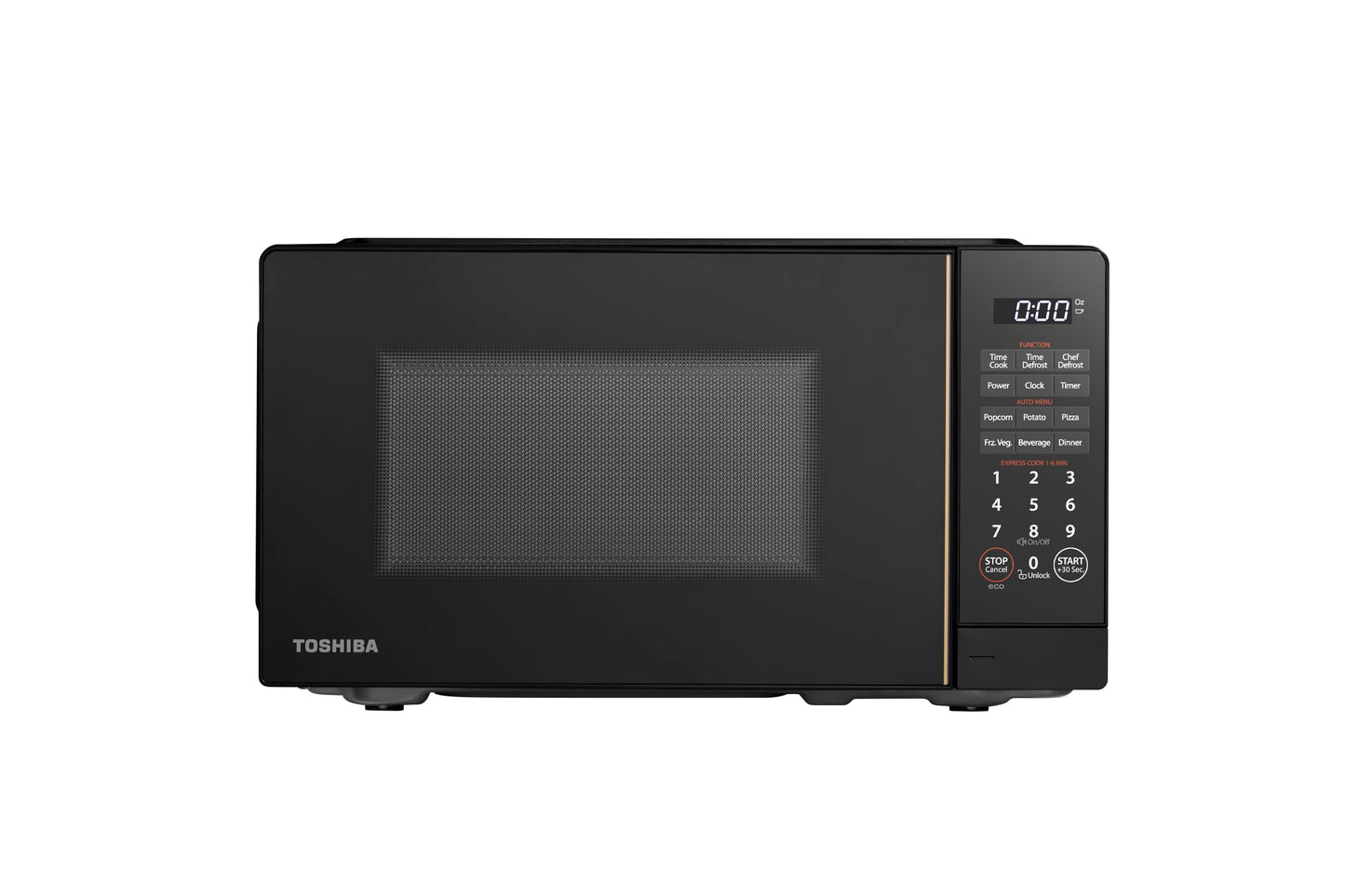 TOSHIBA Small Microwave Oven with 11 Power Levels, Sound On/Off & Eco Mode, Cu Ft, 700W, Black, MM-EM07PA(BK), ChefDefrost-0.7 Cu.Ft