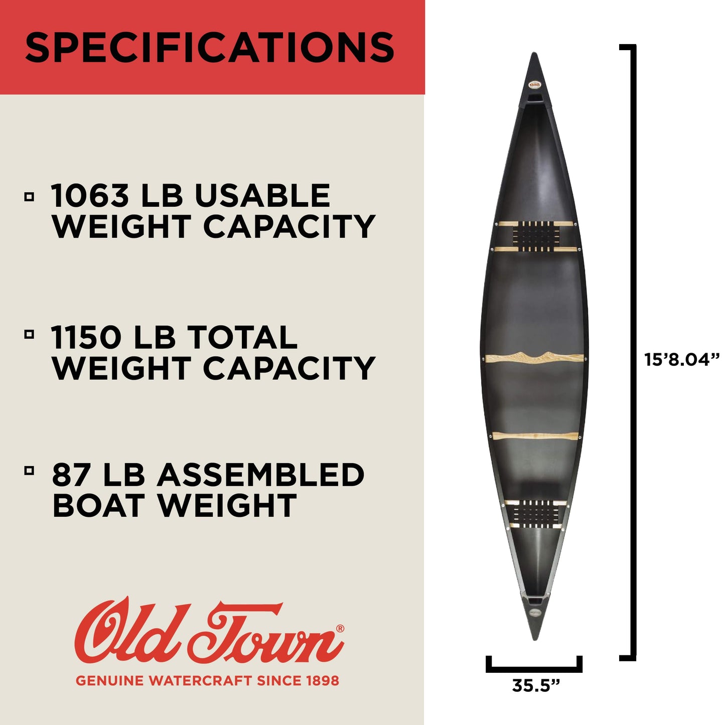 Old Town Canoes & Kayaks Discovery 158 Recreational Canoe, Red, 15 Feet 8 Inches
