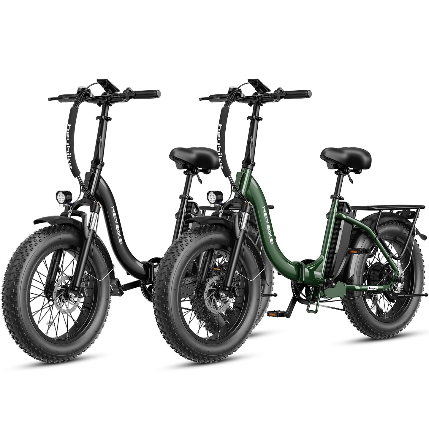 Heybike Ranger Electric Bike for Adults, Peak 1400W Upgraded Motor Ebike, 28MPH [20" Fat Tire All-Terrain] 600Wh Removable Battery Folding Step-Thru E Bike with Front Suspension