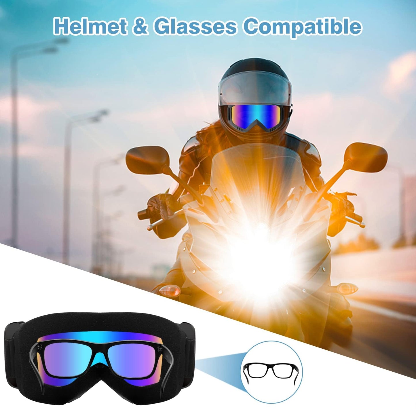 Lievermo Dirt Bike Goggles 2 Pack - Motorcycle, ATV, Riding, Ski, Windproof Racing Glasses