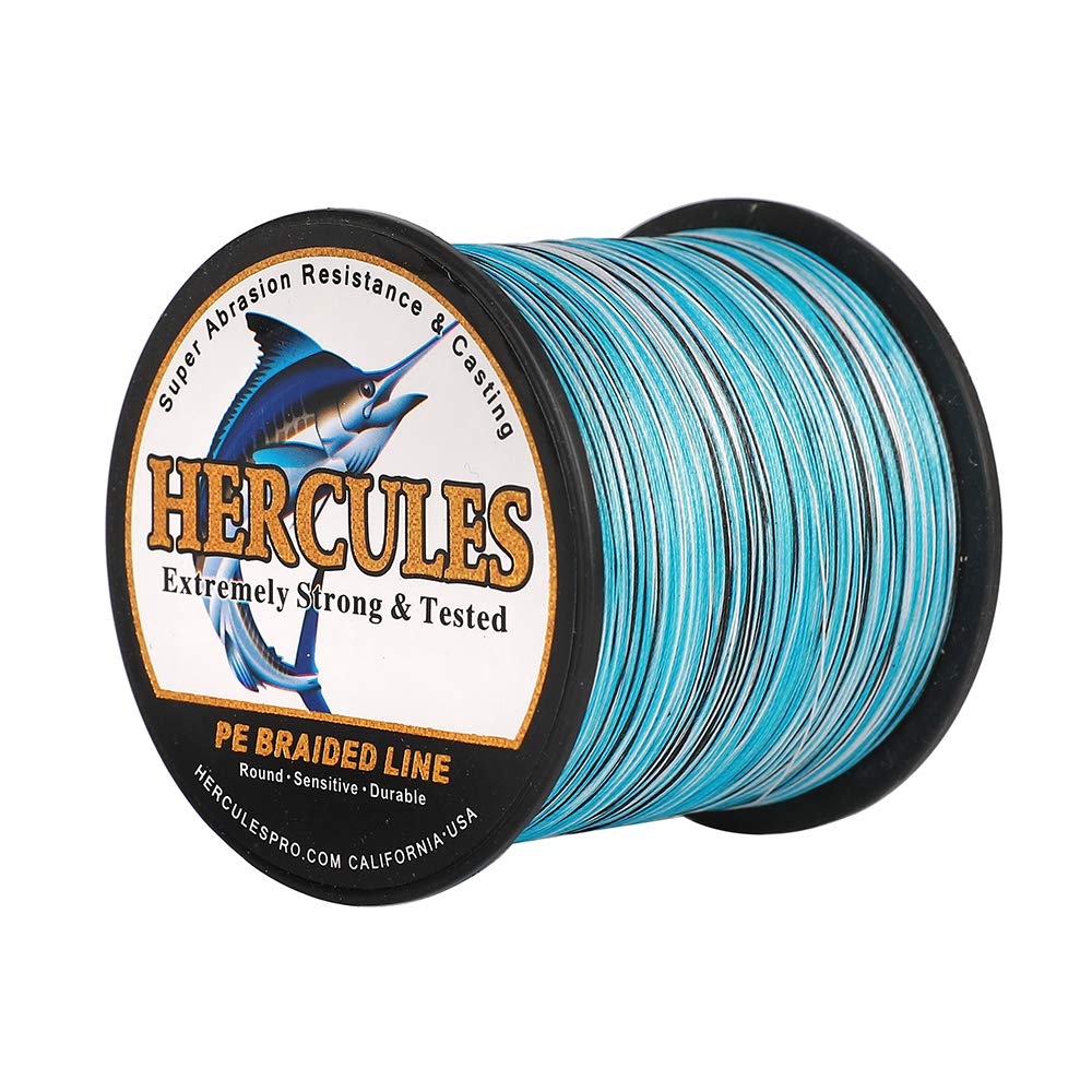 HERCULES Cost-Effective Super Cast 8 Strands Braided Fishing Line 10LB to 300LB Test for Salt-Water,109/328/547/1094 Yards(100M/300M/500M/1000M),Diam.#0.12MM-1.2MM,Hi-Grade Performance,Variety Colors