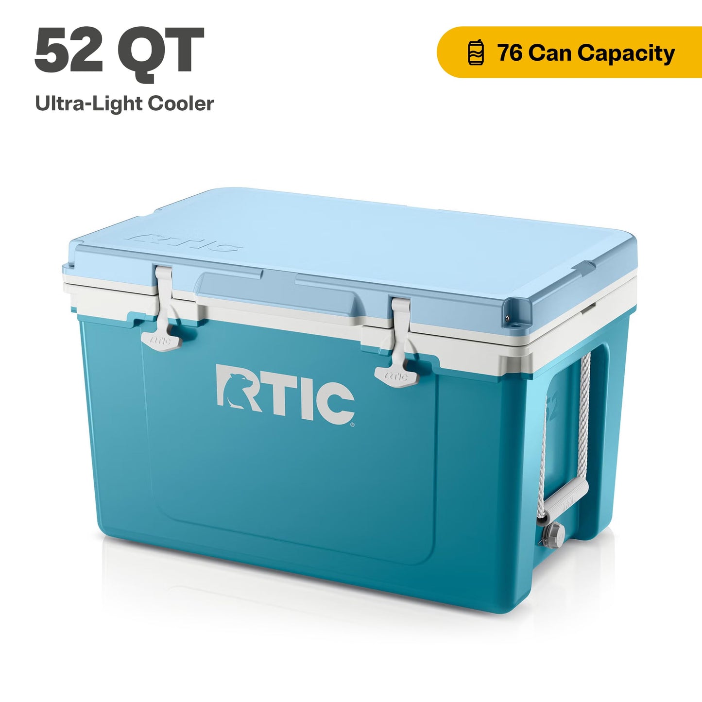RTIC Ultra-Light 52 Quart Hard Cooler Insulated Portable Ice Chest Box for Beach, Drink, Beverage, Camping, Picnic, Fishing, Boat, Barbecue, 30% Lighter Than Rotomolded Coolers