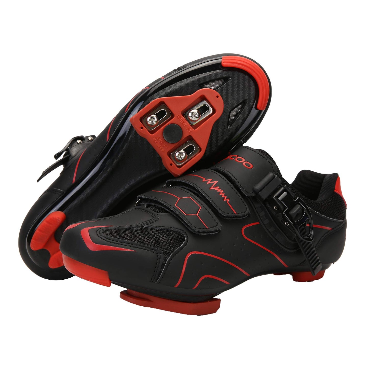 Unisex Cycling Shoes Compatible with pelaton Indoor Road Bike Riding Shoes for Men and Women Delta Cleats Clip Outdoor Pedal, (Black-red, M5.5)