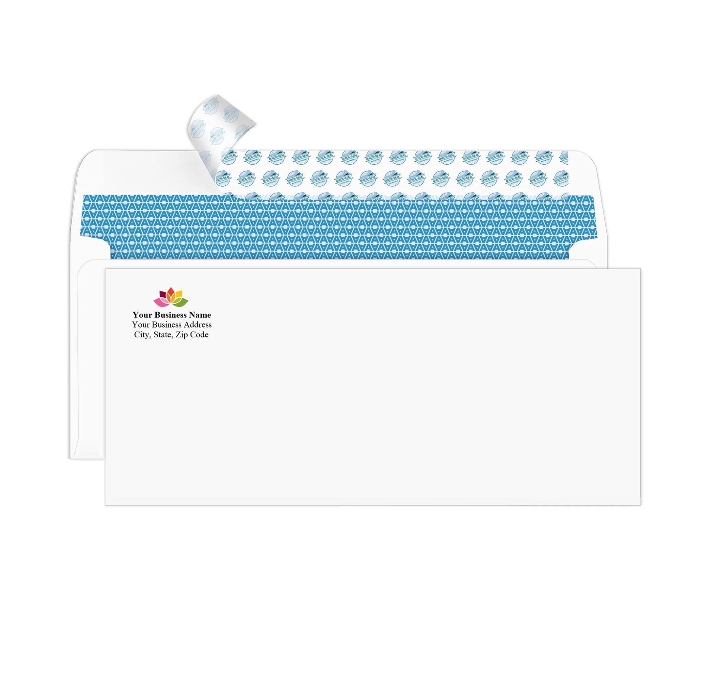 Aimoh 500#10 Custom Printed Security Tinted Self-Seal Envelopes - Personalized with Logo and Address/Return Address Imprinted -Size 4-1/8 X 9-1/2" -White -24 LB -Box of 500 Count (74010)
