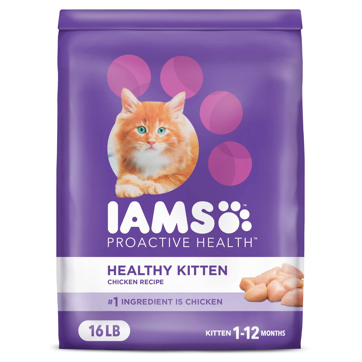 IAMS Proactive Health Healthy Kitten Dry Cat Food with Chicken, 16 lb. Bag