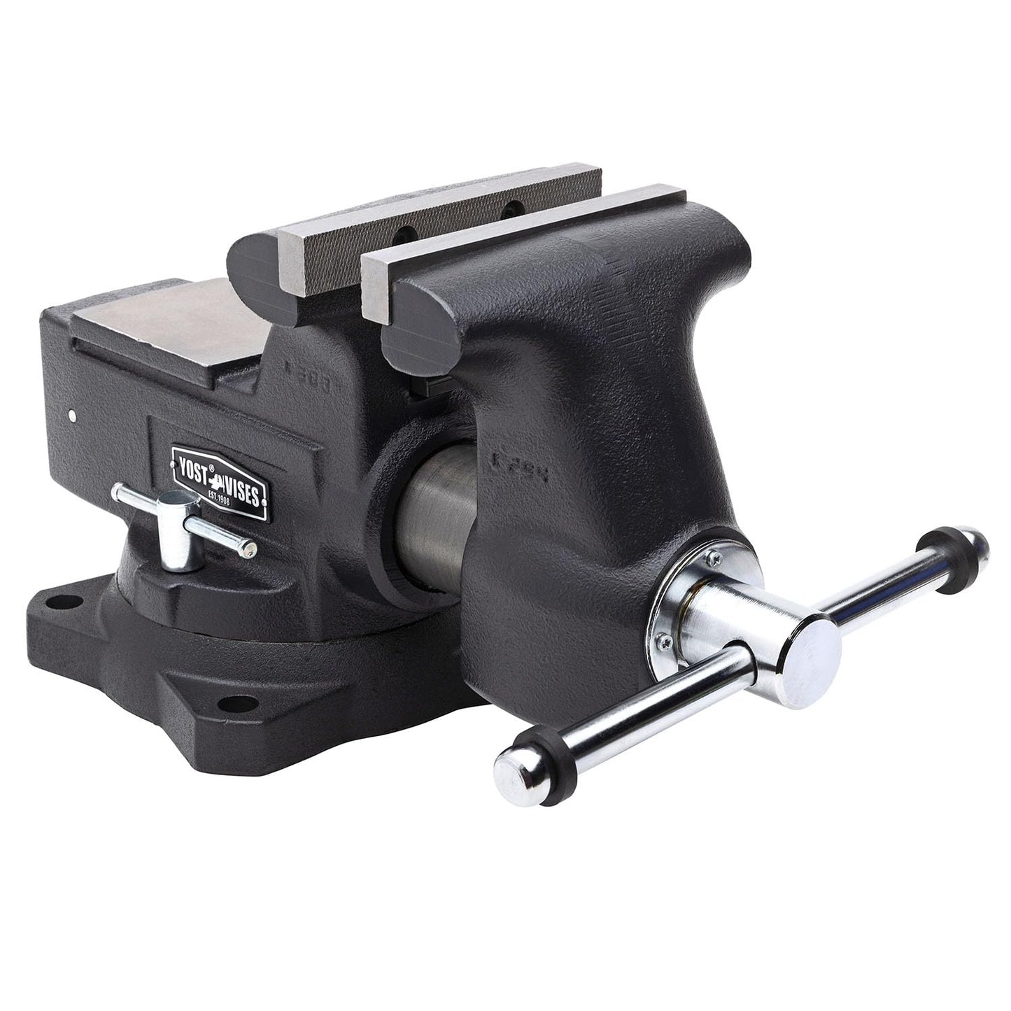 Yost HD550-C Heavy Duty 5-1/2 Inch Mechanics Work Bench Vise | Heavy Duty Woodworking & Metal Work Table with Secure Grip Swivel Base | 60,000 PSI Casting Iron Material with Extra-large Anvil Surface