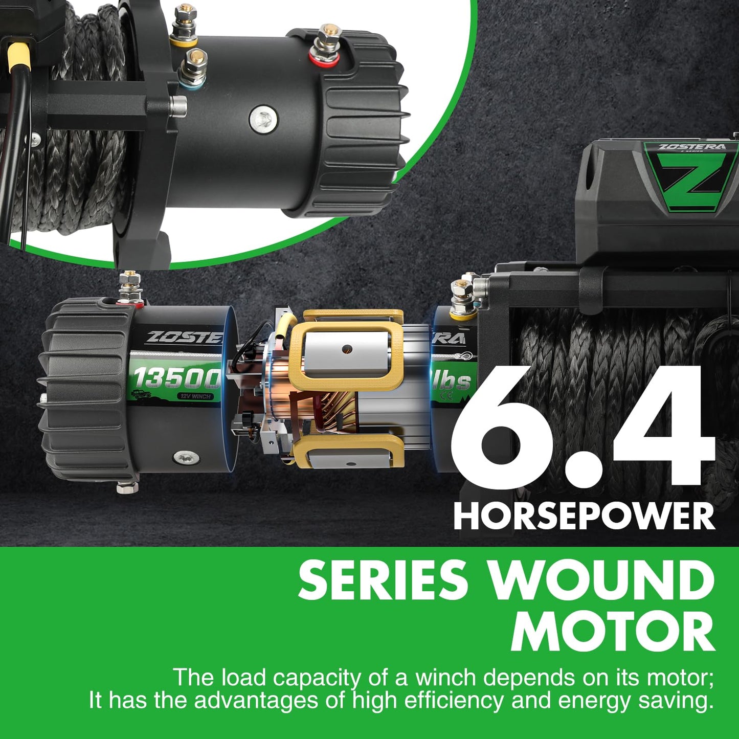 3500lbs ATV/UTV Winch with Synthetic Rope, Electric Boat Trailer Winch 12V, Waterproof Winch with 2 Wireless Remotes &Wired Switch,with Mounting Plate,Pulley,Rope Damper,Aluminium Fairlead