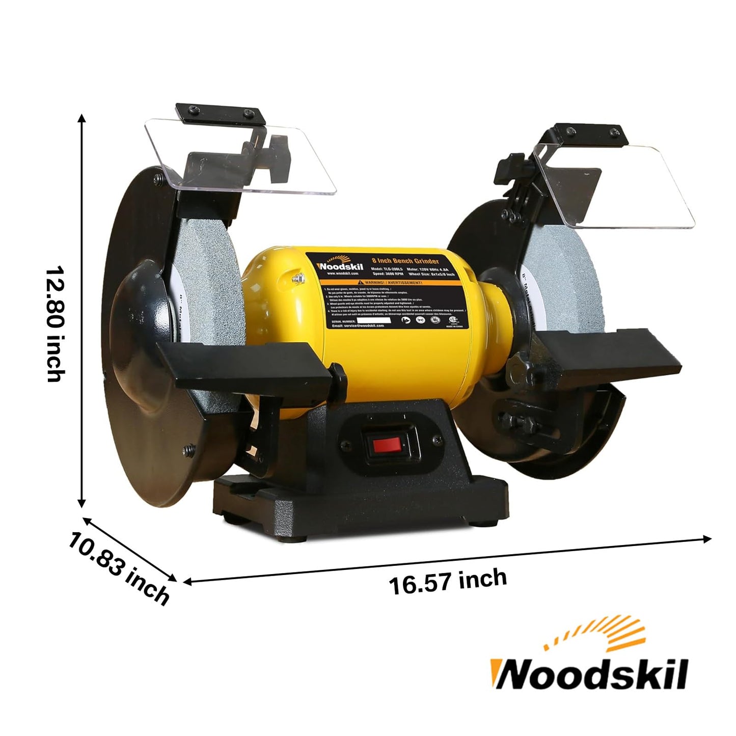 4.8A 3/4HP 8-Inch Bench Grinder, 3600rpm Table Grinder with Two Protective Eye Masks and Two Grinding Wheels Multipurpose Grinders for Metal, Knife, Dental, Amber, Jewelry, Jade