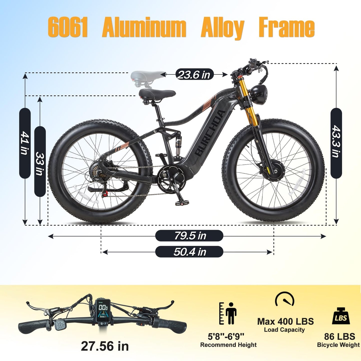 Dual Motor 2000W/1000W Electric Bike for Adults 48V 30AH/20Ah Long Range ebike Removable Battery 26" Fat Tire Off Road Mountain Full Suspension Electric Bicycle,Dual Hydraulich Brakes,32mph/30mph