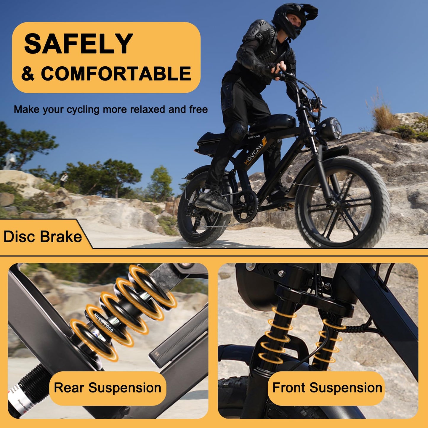 MOVCAN V30MAX/V30 Electric Bike for Adults 1500W/1000W Motor 20" Fat Tire Ebike, 32MPH/28MPH 120/70 Miles,48V 31.2/15.6 AH Dual Battery Hydraulic Disc Brake Electric Motorcycle Bike Full Suspension