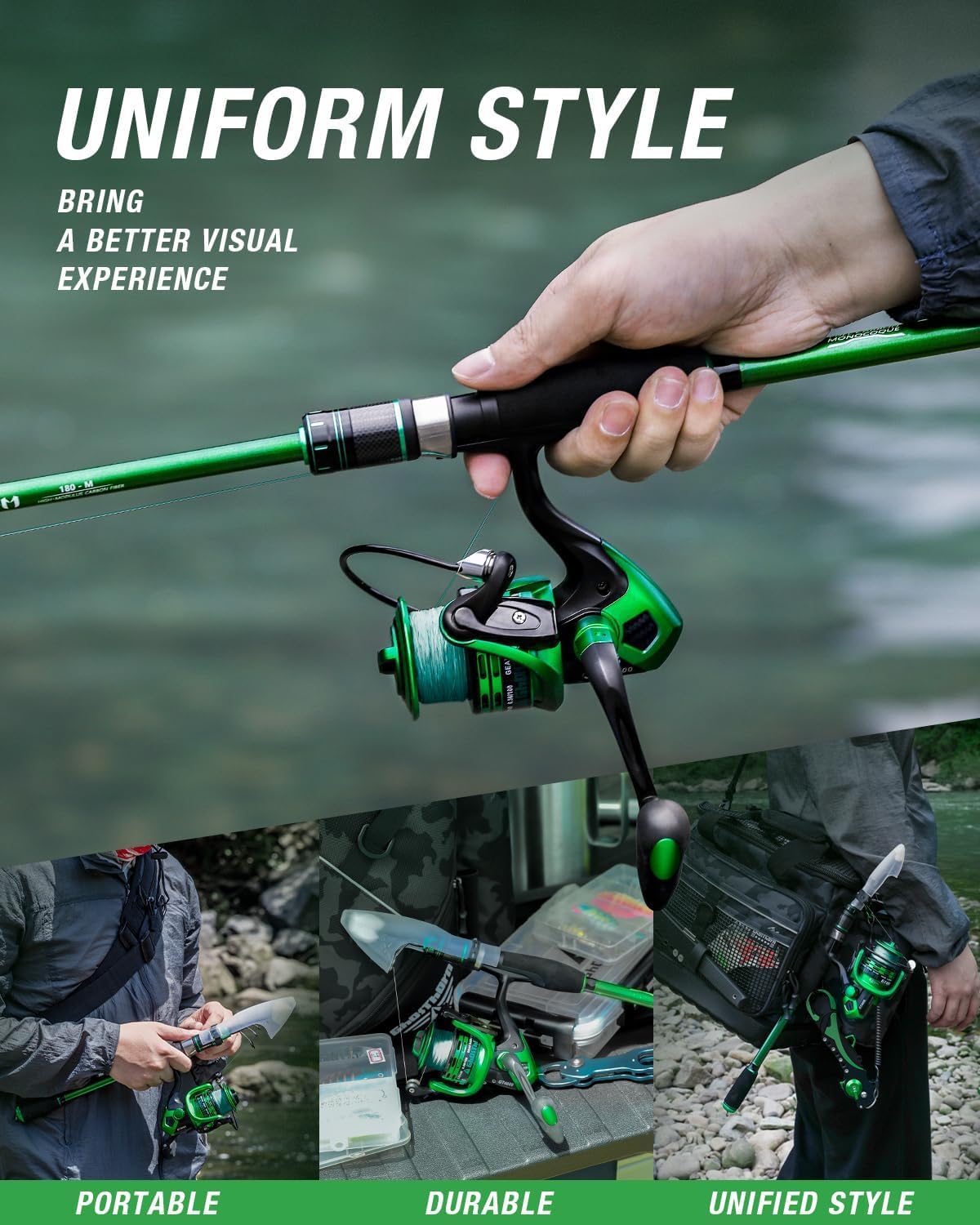 Ghosthorn Fishing Rod and Reel Combo Graphite Telescoping Fishing Pole Collapsible Portable Travel Kit with Carrier Bag for Freshwater Fishing Gift for Men Women