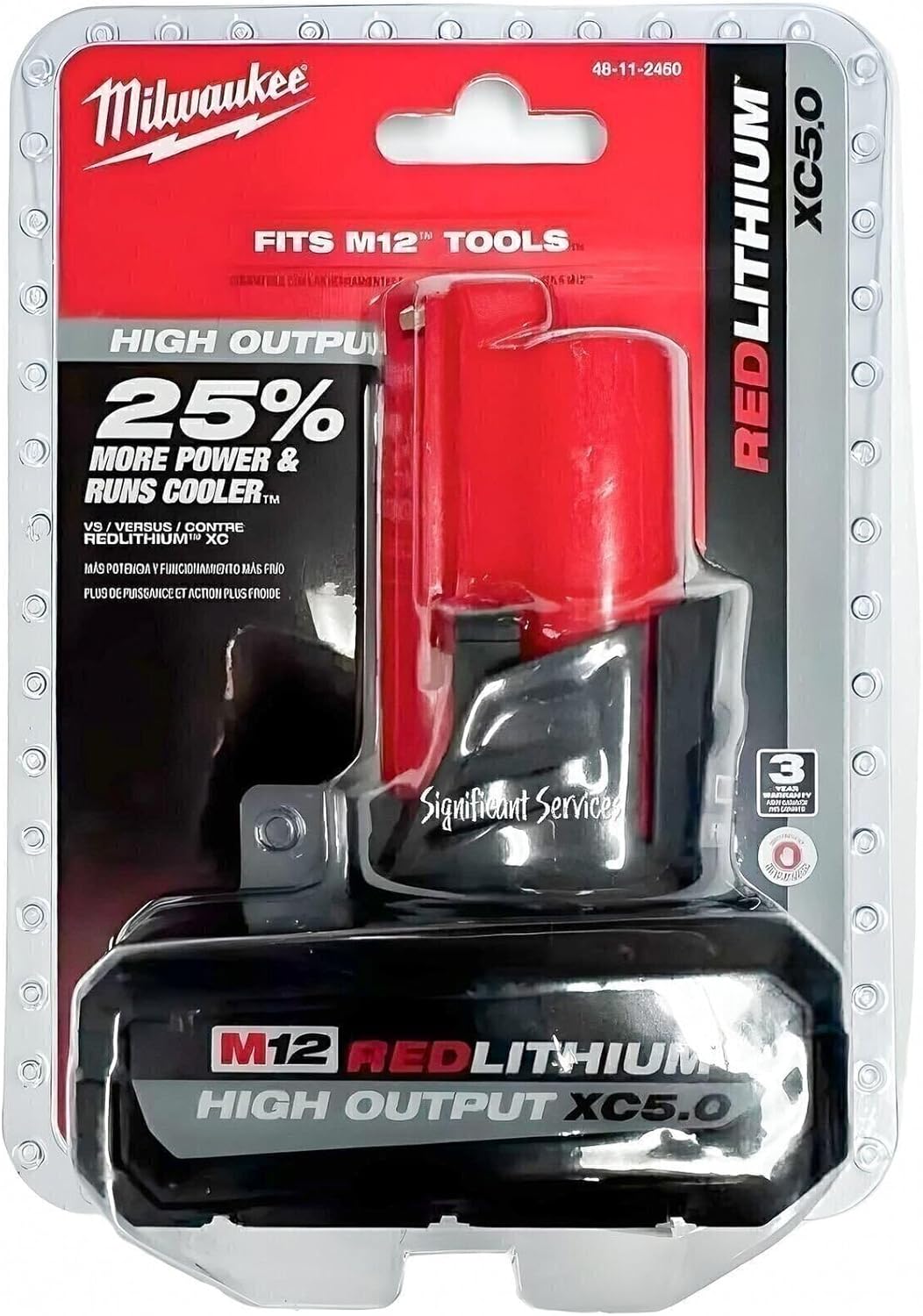 Milwaukee 48-11-2450 12V Lithium-Ion High Output 5Ah Battery Pack (G0803029)